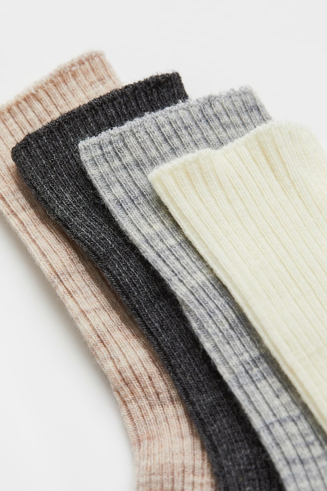 4-pack wool-blend socks - Grey marl/Light beige/Purple/Brown/Dark red/Black - 2