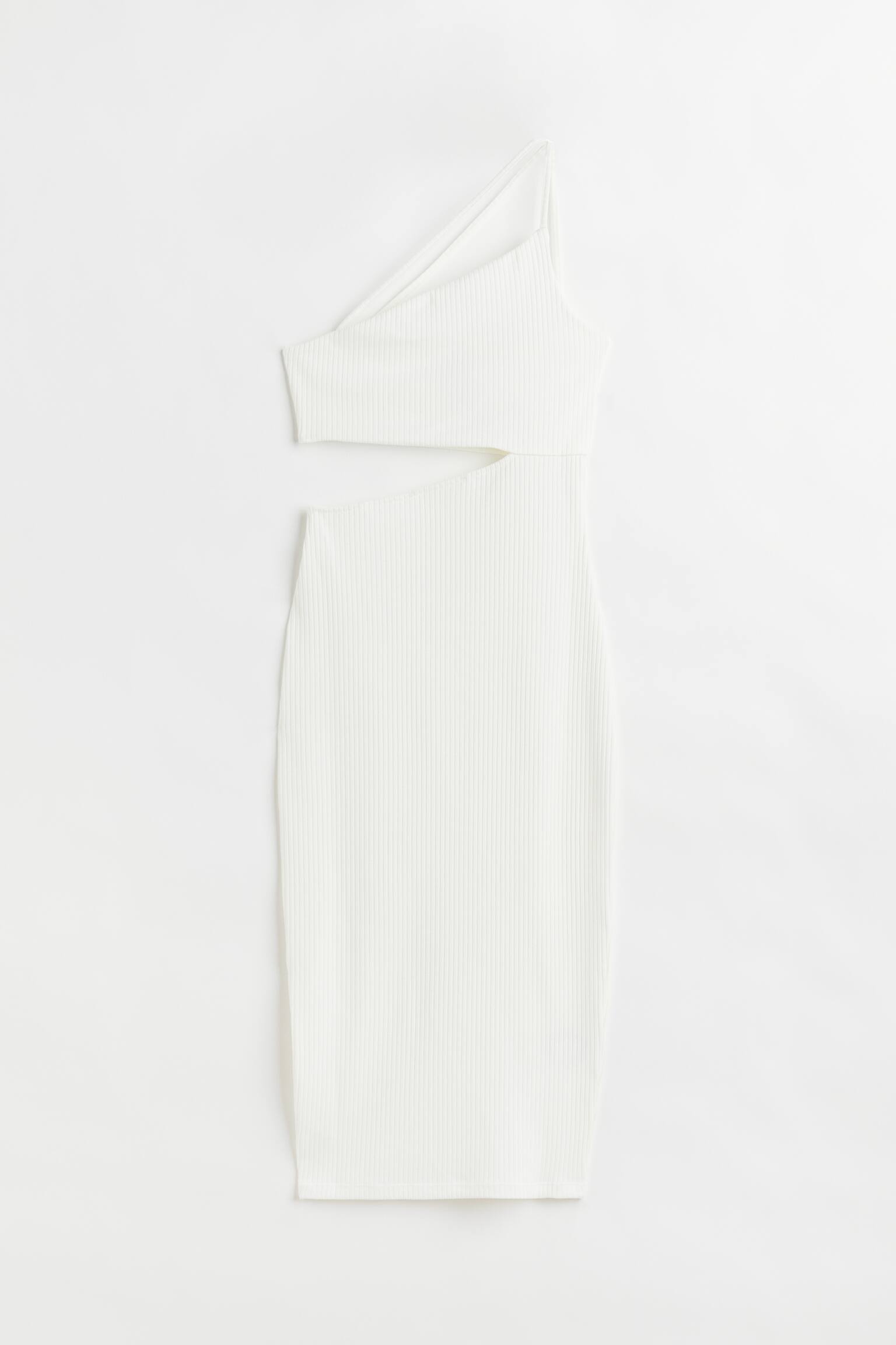 One Shoulder Cut Out Dress - Cream/Black - 1