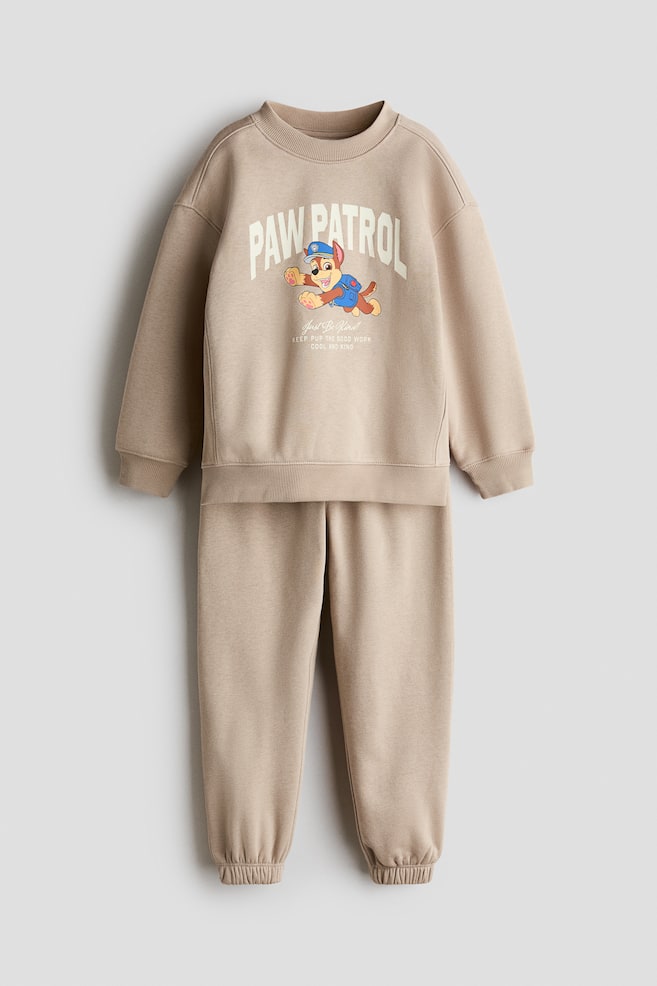 2-Piece Printed Sweatshirt and Joggers Set - Beige/PAW Patrol/Red/Cars/Gray melange/Mickey Mouse/Dusty turquoise/Minecraft/Dark gray/Minecraft/Dark gray/Jurassic World - 1