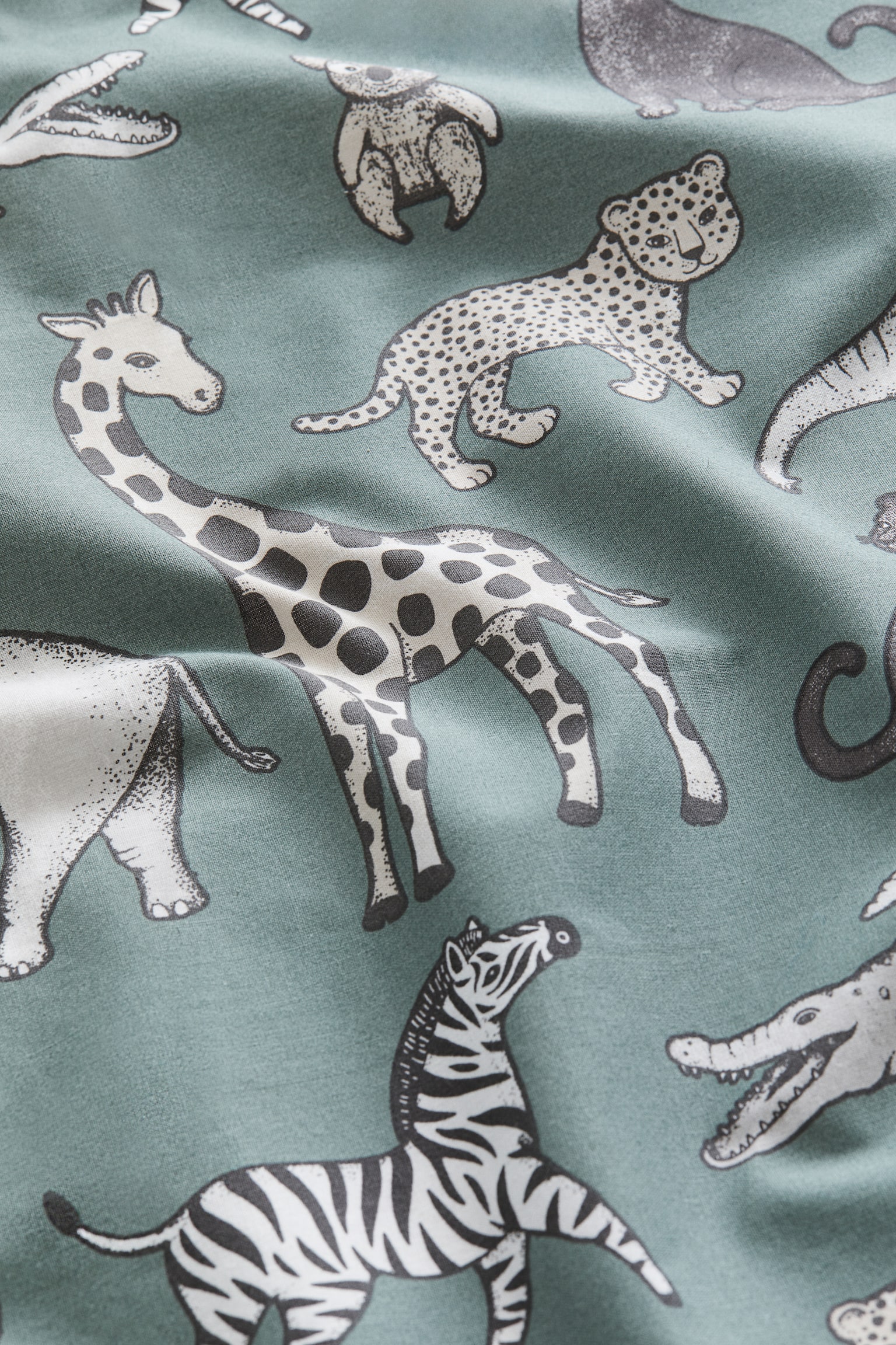 Patterned cotton fitted sheet - Dusty green/Animals/Old rose/Small flowers/White/Spotted/Light pink/Hearts/White/Rainbows/White/Floral/Light green/Dots/Light beige/Dinosaurs/Dark blue/Space motifs/Red/Striped/White/Hearts/Light green/Vehicles/Dark grey/Alphabet - 3