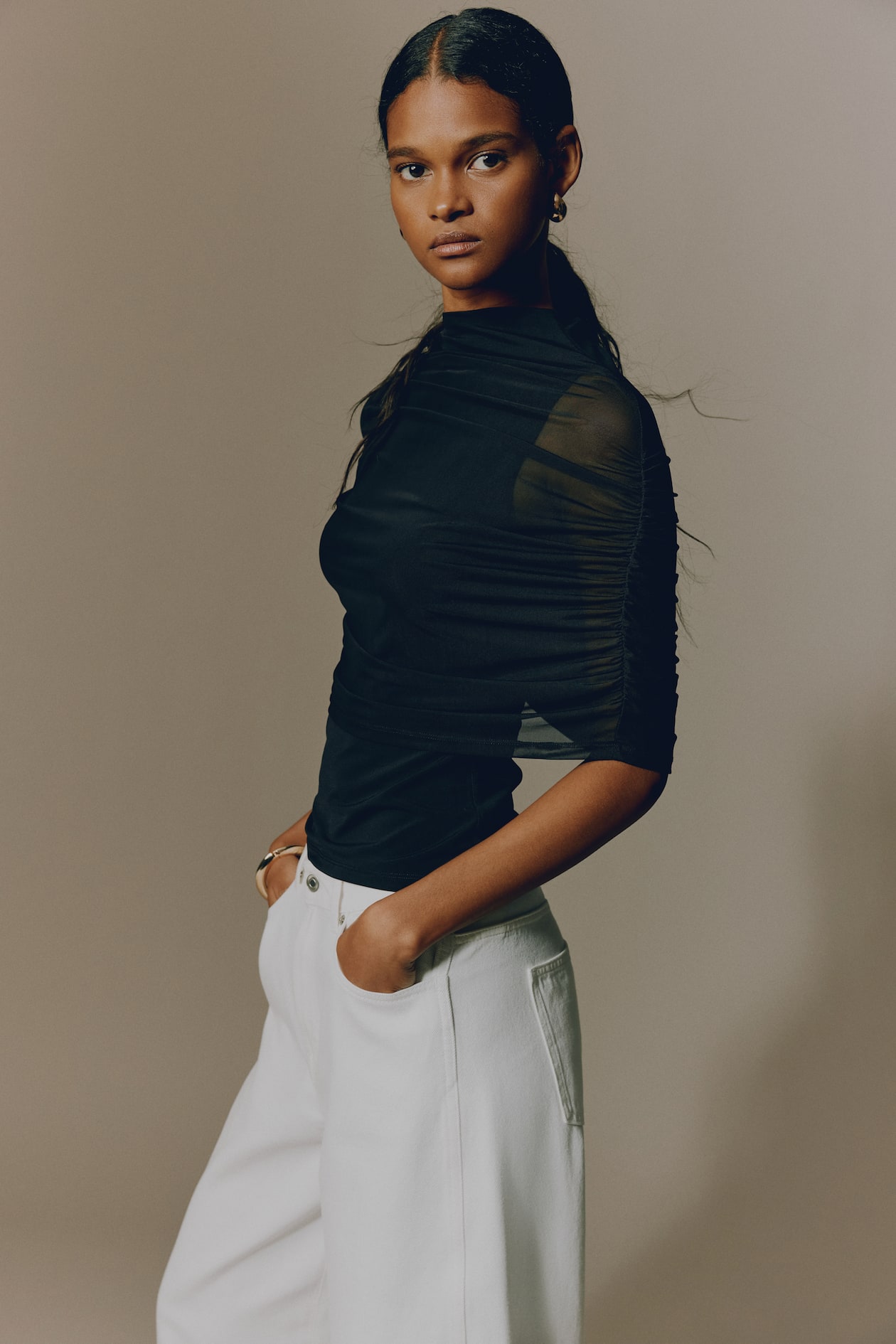 Cape-Detail Jersey Top - image 4