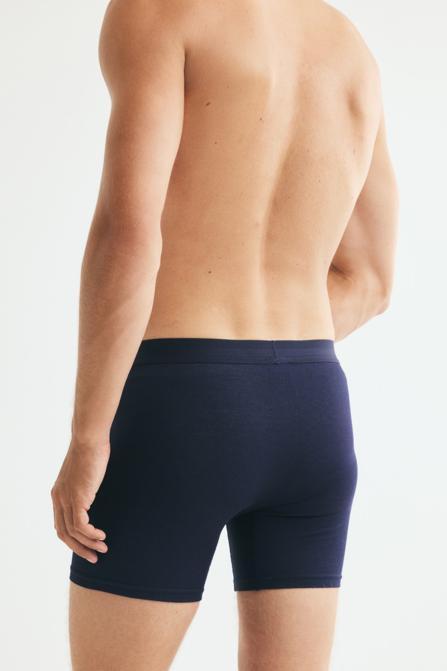 Трусы-боксеры Lycra® для мужчин, средней длины, 3 шт. — H&M, цвет: Синий — фото 3
