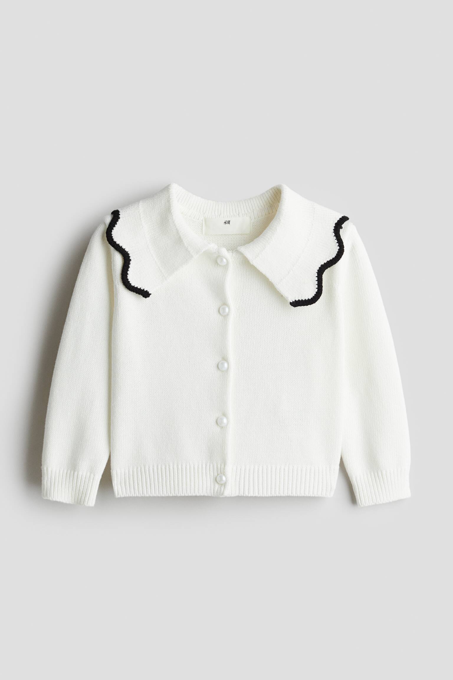 Collared cardigan - ホワイト/ブラック - 1