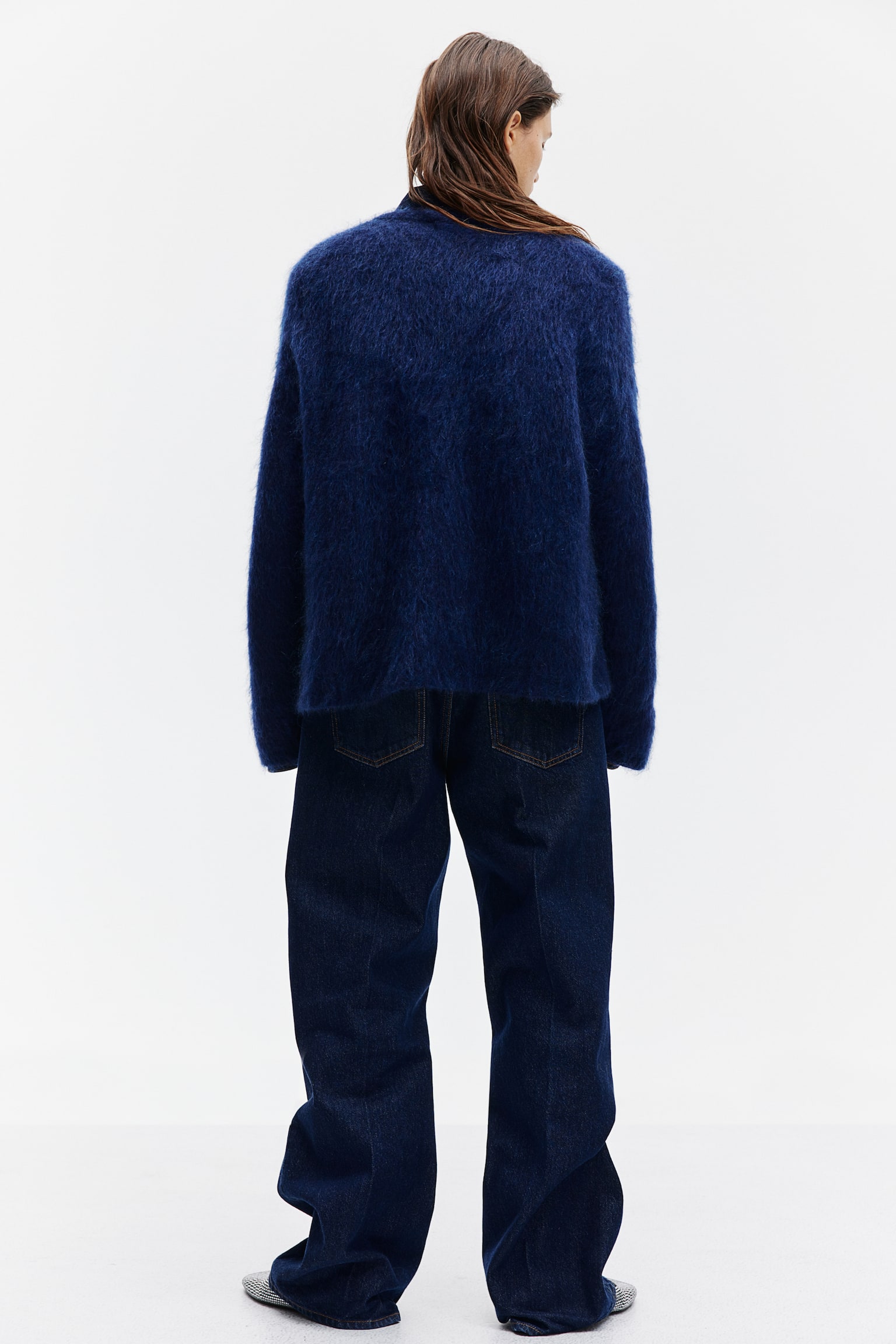 Oversized mohair-blend jumper - Navy blue/Bright red/Dark beige/White - 4