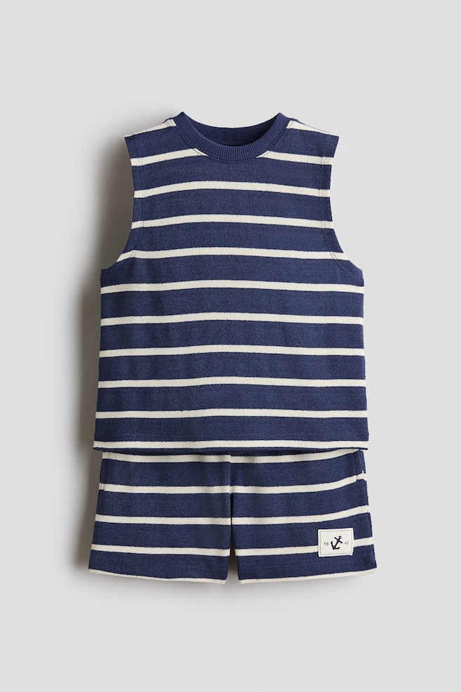 2-Piece Terry Set - Navy blue/striped - 1