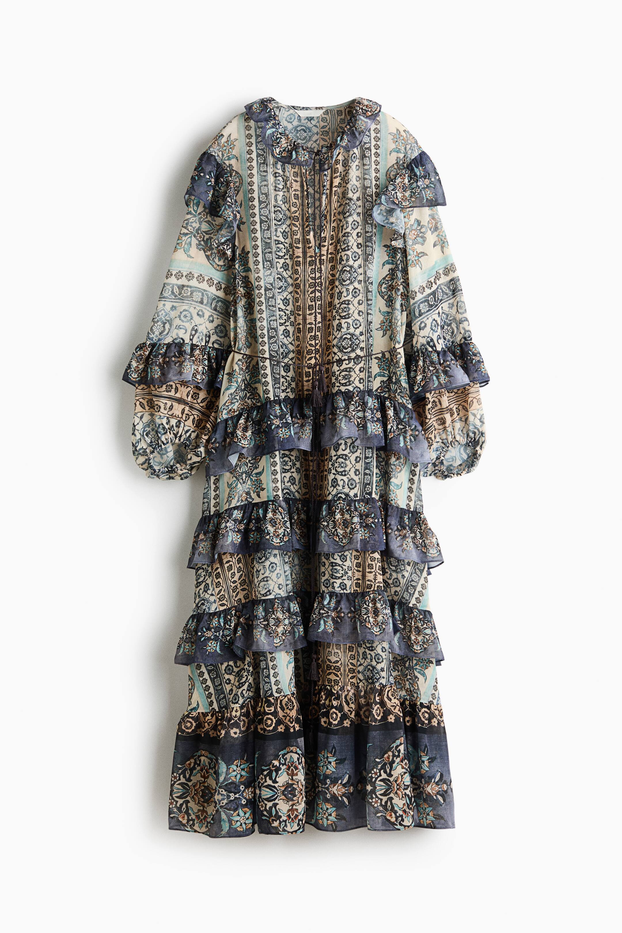 View larger image: Flounced tunic dress - Dark blue/Patterned - Ladies | H&M 1