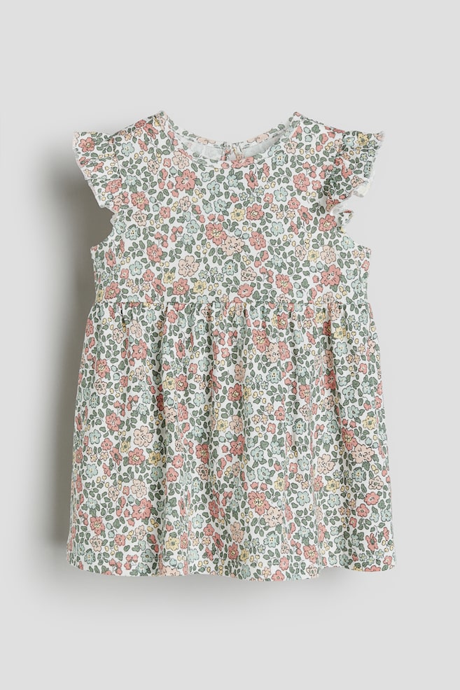 Flounce-trimmed jersey dress - Green/Floral/Dark blue/Floral/Natural white/Striped/Yellow/Floral/dc/dc/dc/dc/dc/dc/dc/dc/dc/dc - 1