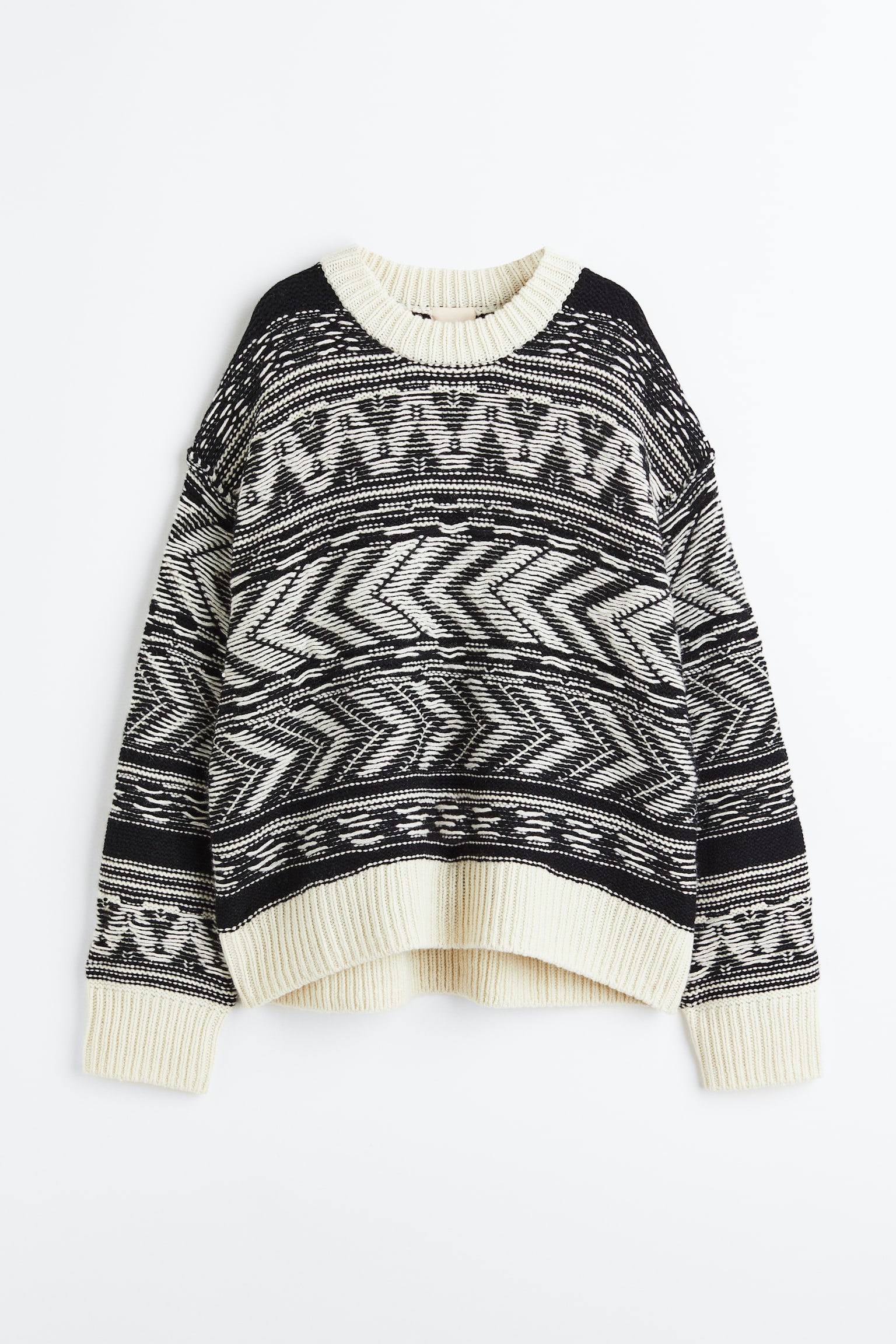 Oversized cashmere-blend jumper - Cream/Patterned - 1