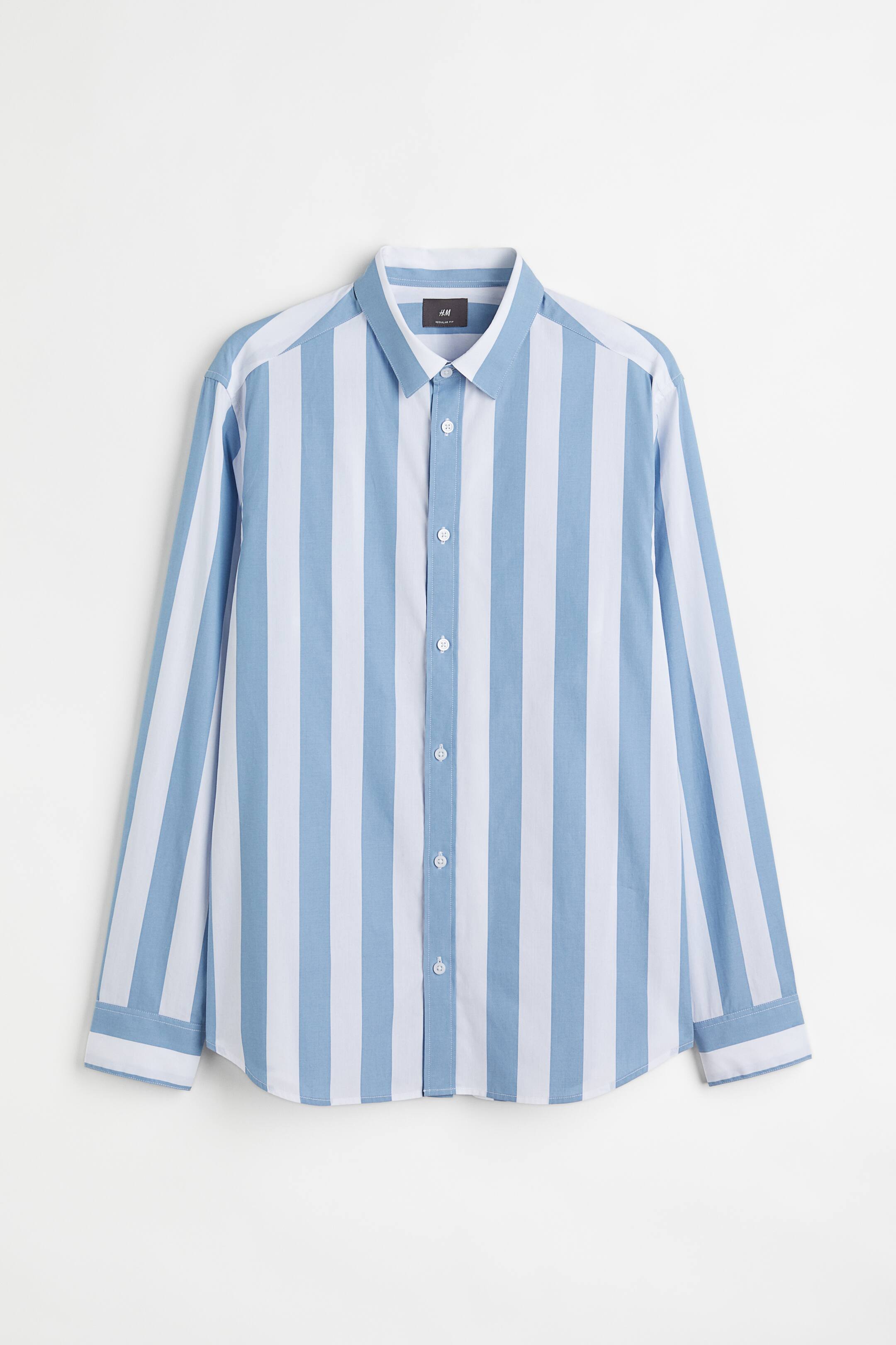 View larger image: Regular Fit shirt - Light blue/White striped - Men | H&M 1