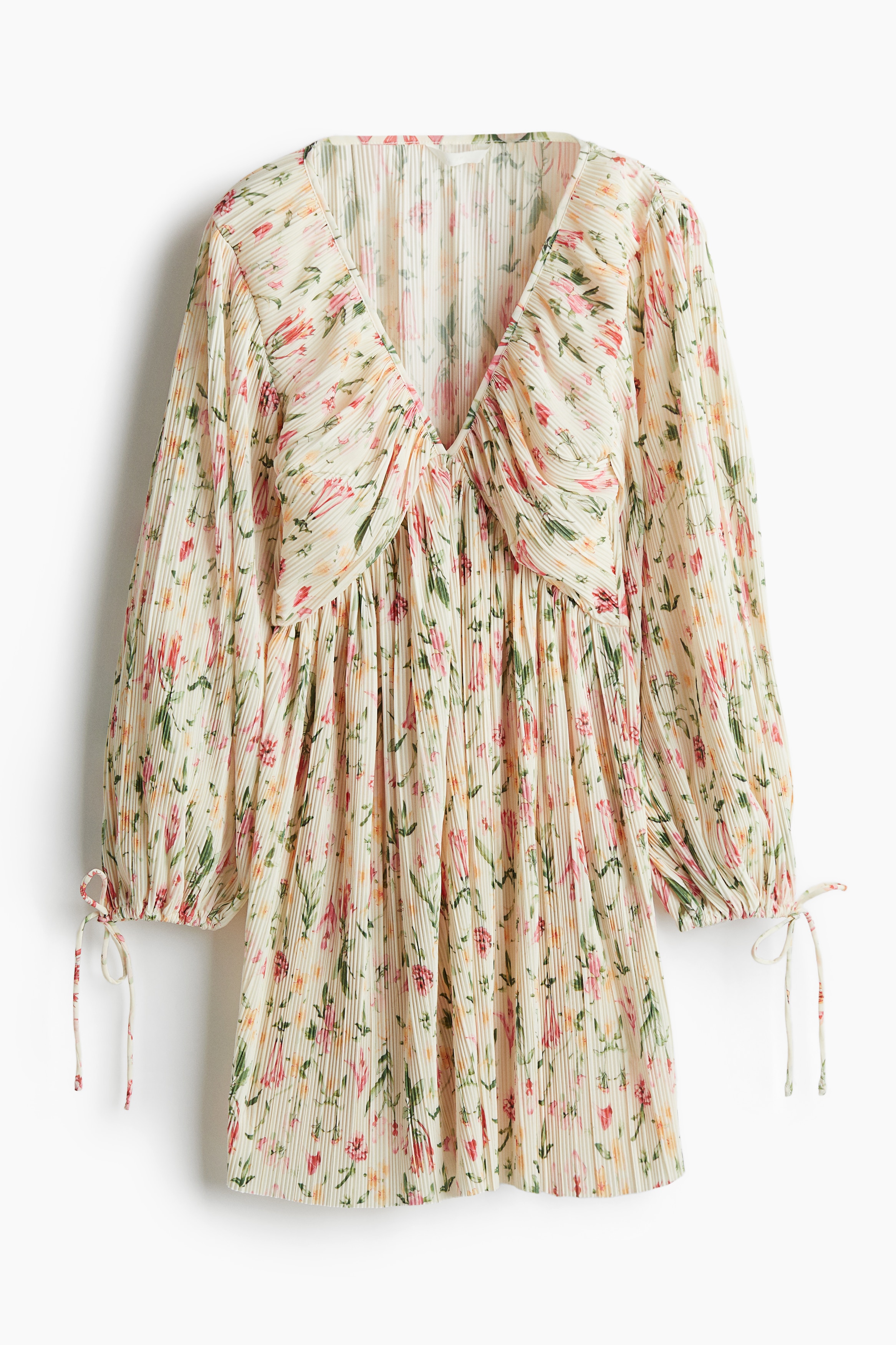 Plissé Dress - White/floral/Cream/floral/Light beige/floral