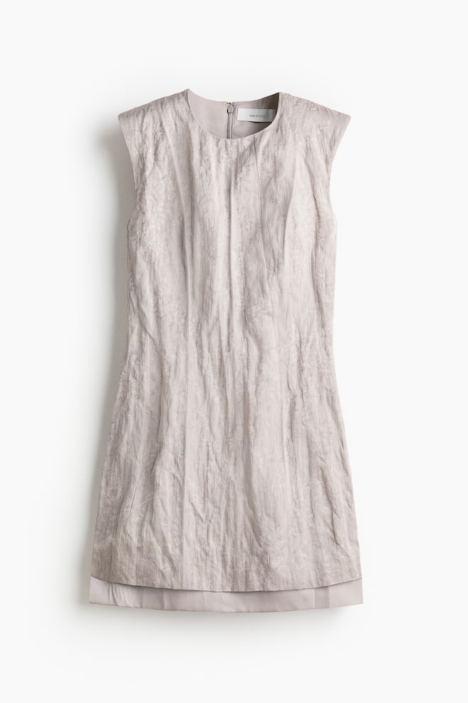 Jacquard-Weave Dress - Light taupe - 1