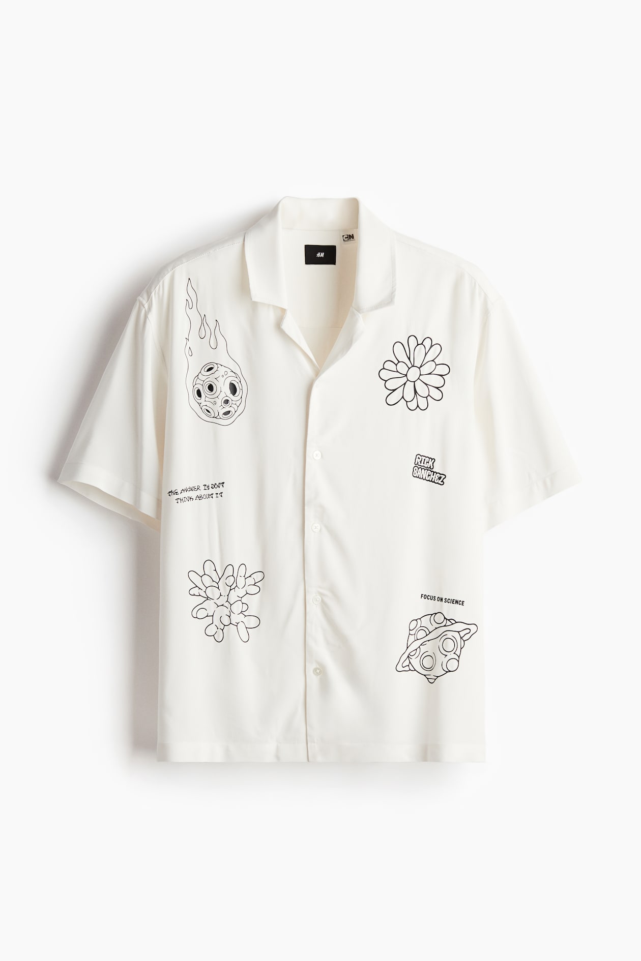 Loose Fit Printed resort shirt White/Rick and Morty Men H&M MY
