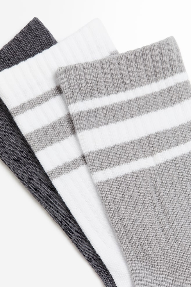 3-pack socks - Light grey/Striped/White - 2