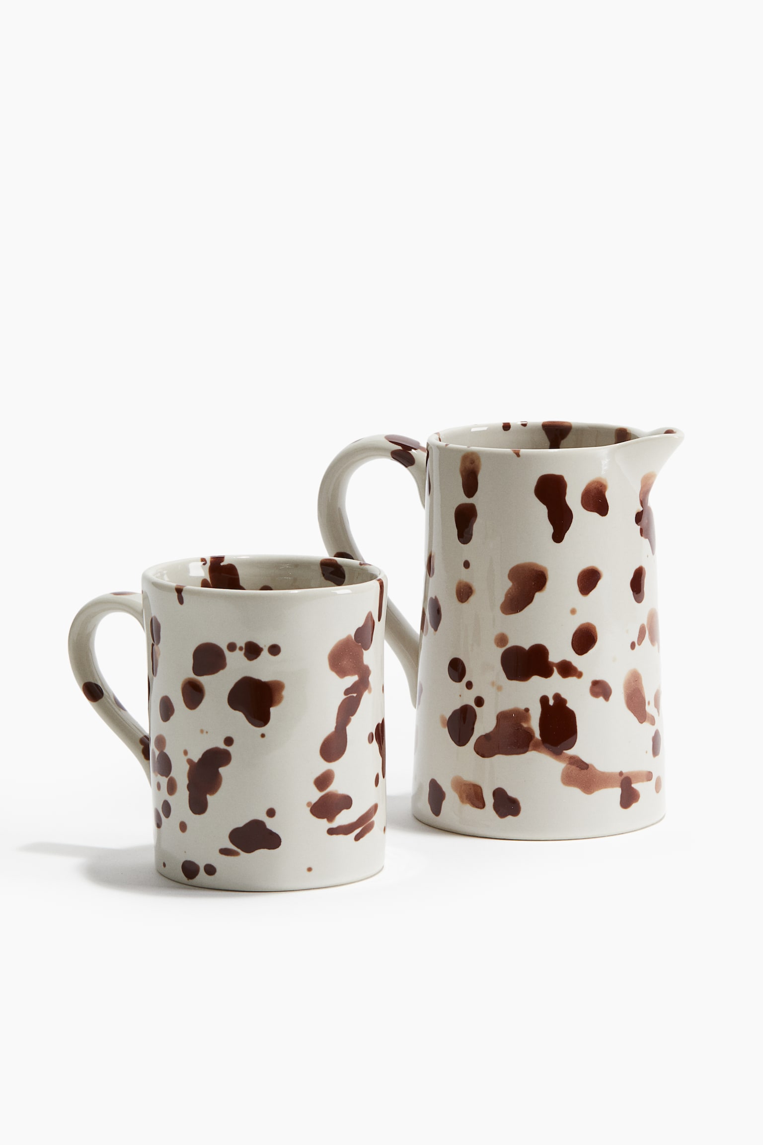 Speckled-glaze stoneware mug - Brown/Patterned/Natural white/Dark blue - 5