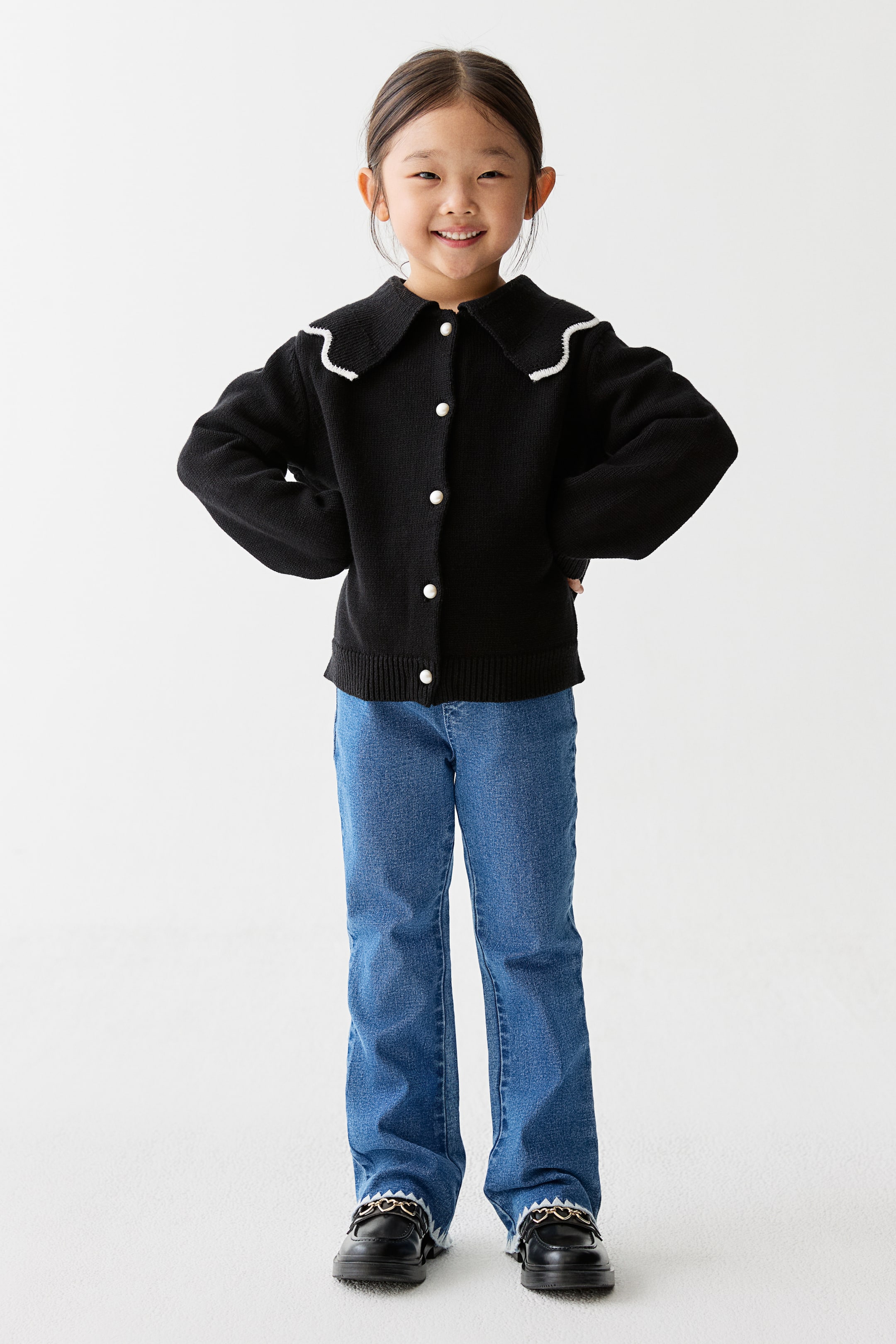 拡大画像を表示: 襟付きカーディガン - ブラック - Kids | H&M JP 1