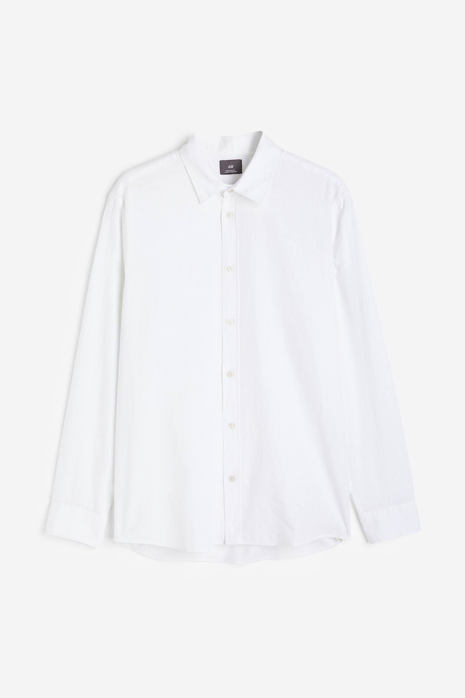 Áo sơ mi linen pha Regular Fit - Màu trắng - 1