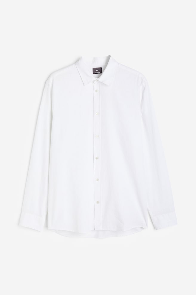 Regular Fit Skjorte i linmiks - Hvit/Lys beige/Blå/Hvit stripet/Orange/Stripet/dc/dc/dc/dc/dc/dc - 2