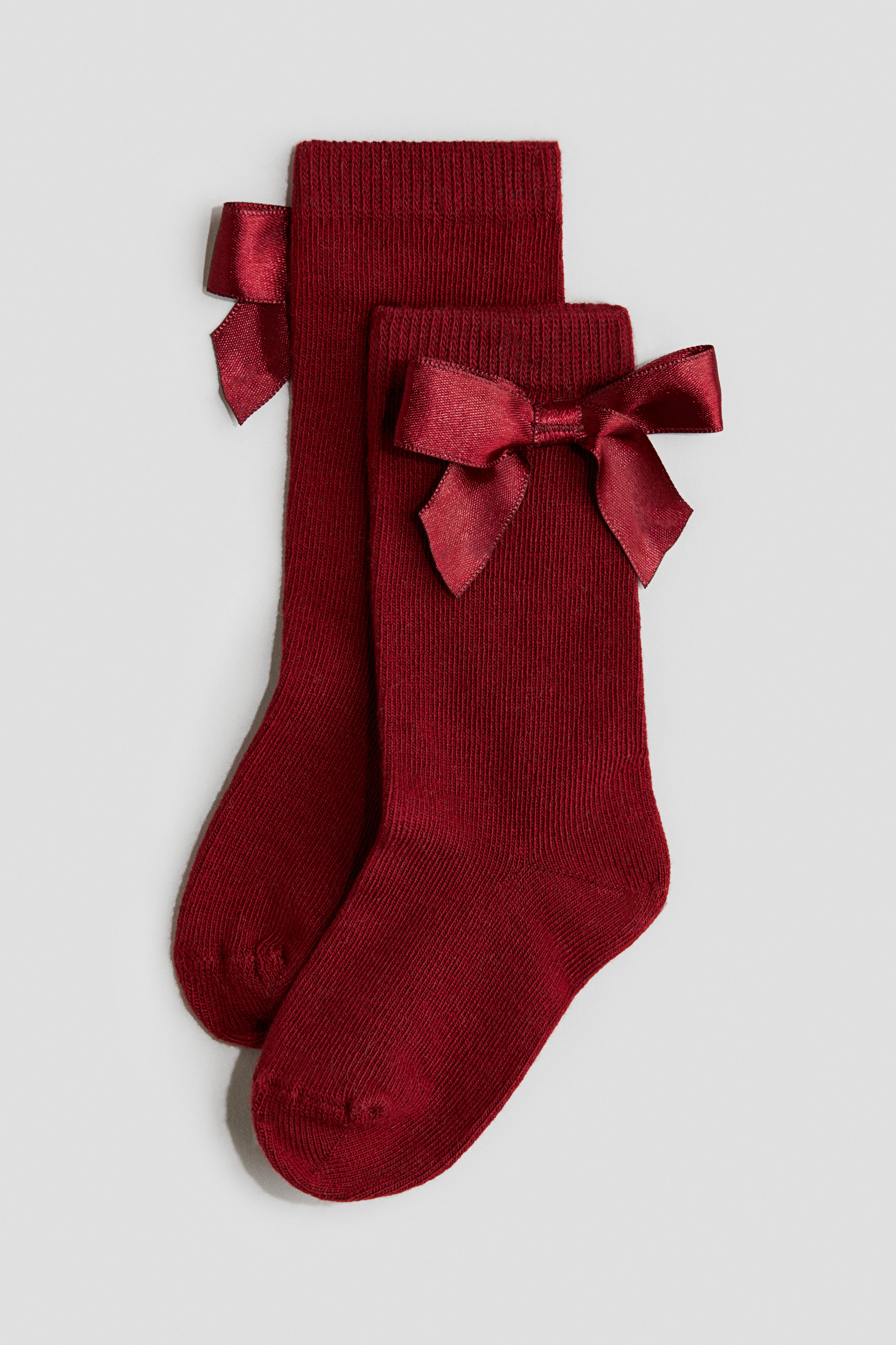 Baby - Rød Knestrømper med sløyfe - Size: 25/27  - H&M