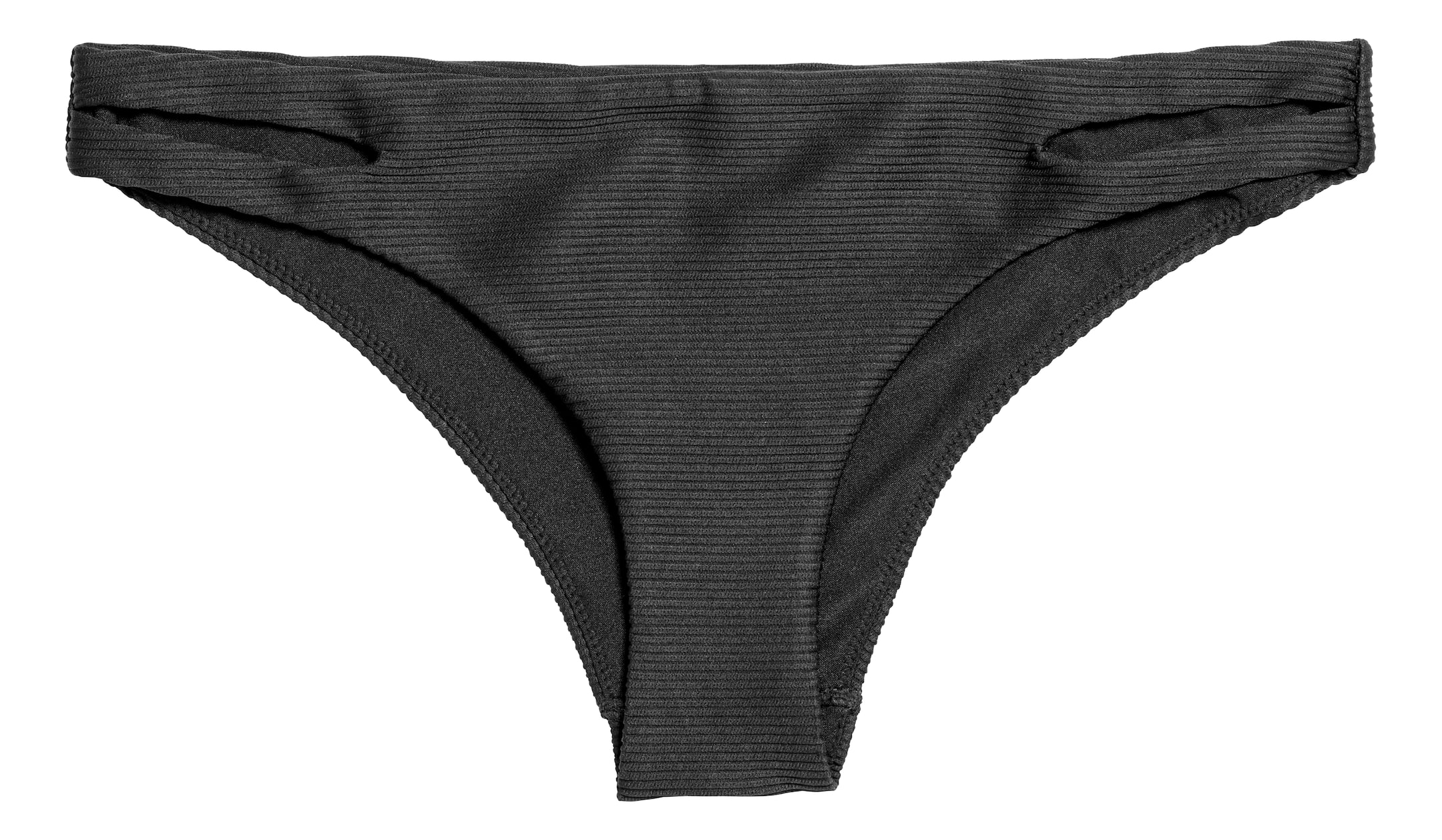 Cheeky bikini bottoms Low waist Black/Textured stripe Ladies H&M GB