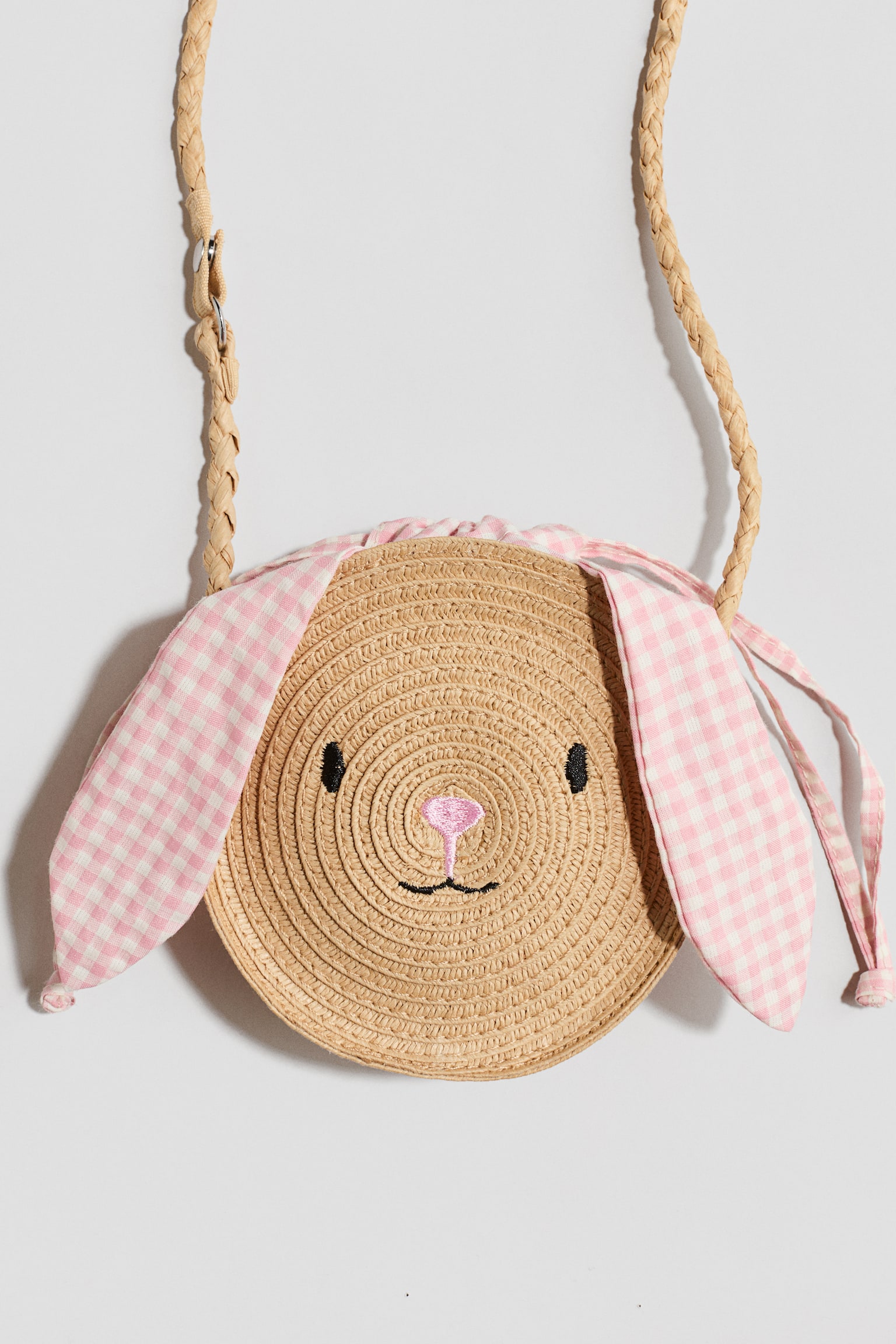 Appliquéd straw crossbody bag - בז‘/ארנב - 2