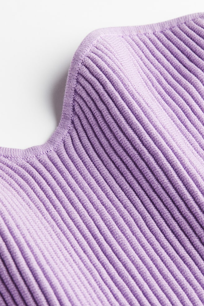 Rib-knit tube top - Light purple/Red/White/Striped - 2