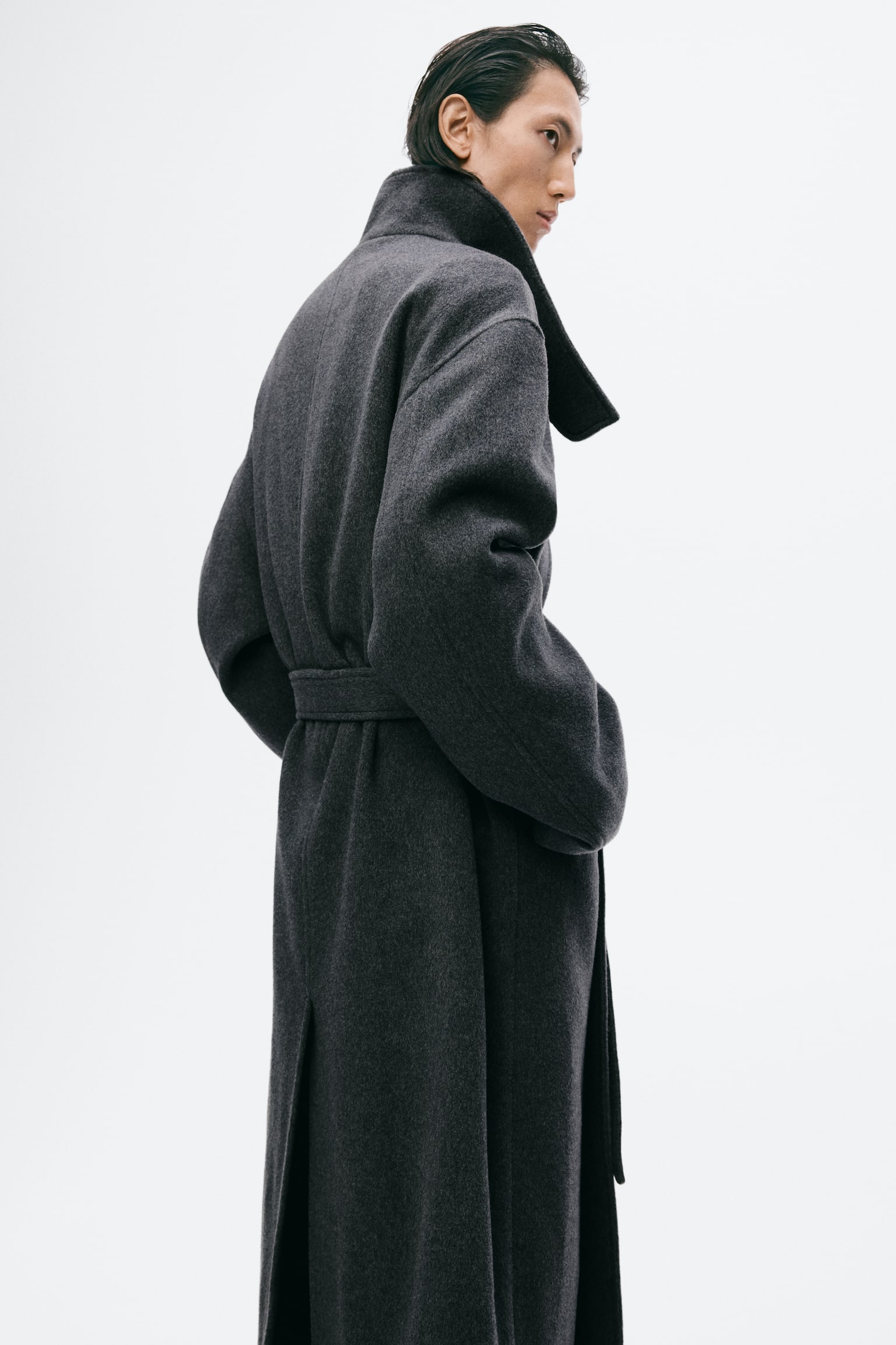 Мужское пальто H&M Belted Wool-Blend, цвет: Тёмный серый — фото 5