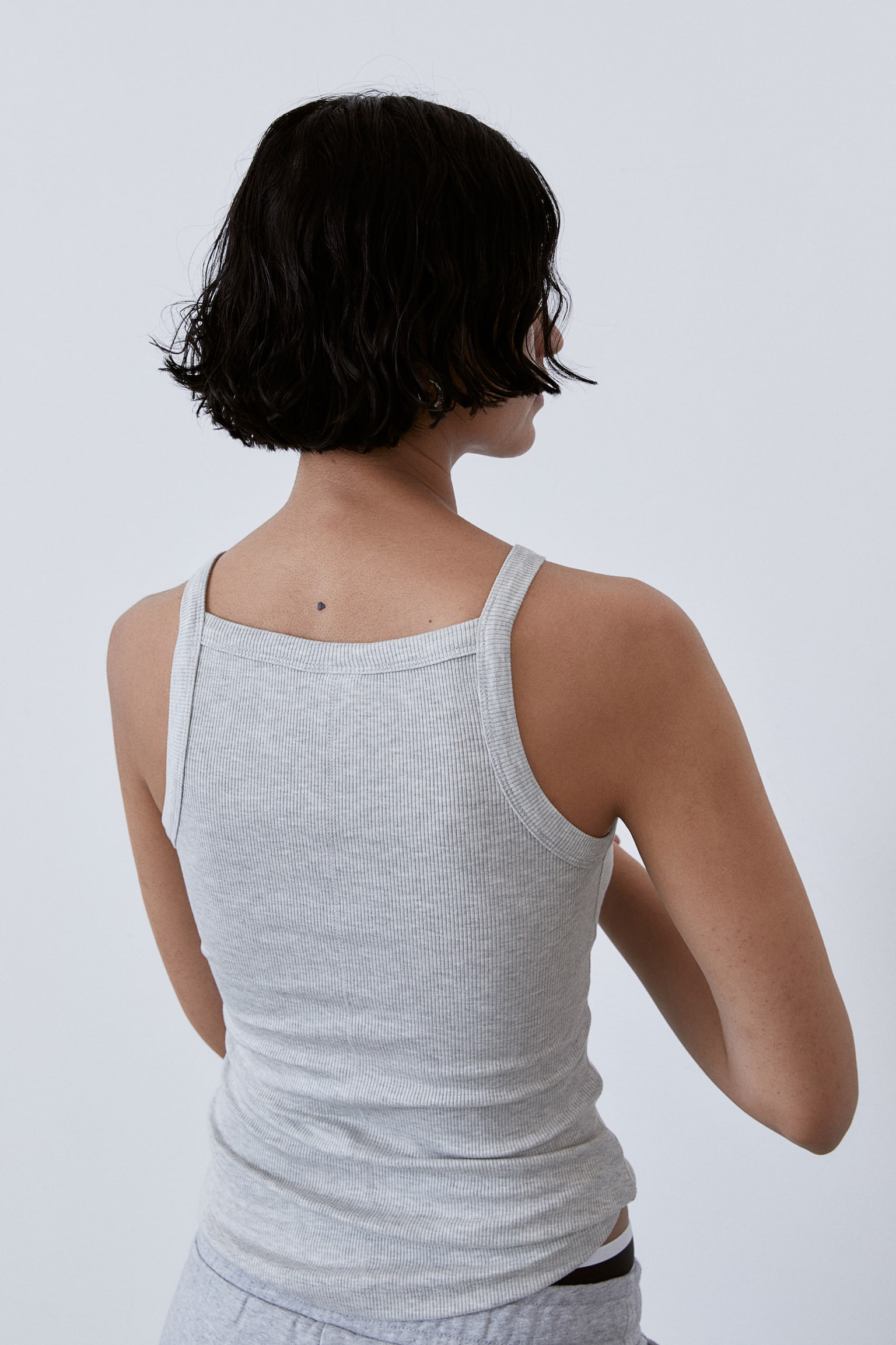 Sports vest top in DryMove™ - Light grey marl/Black - 7