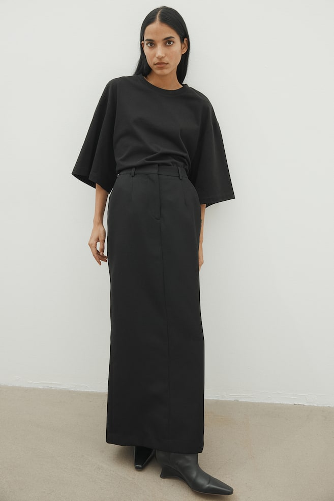 Wool-blend pencil skirt - Black/Grey - 5