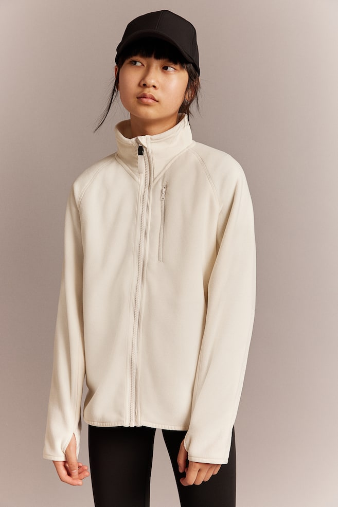 Fleece sports jacket - White/Black - 1