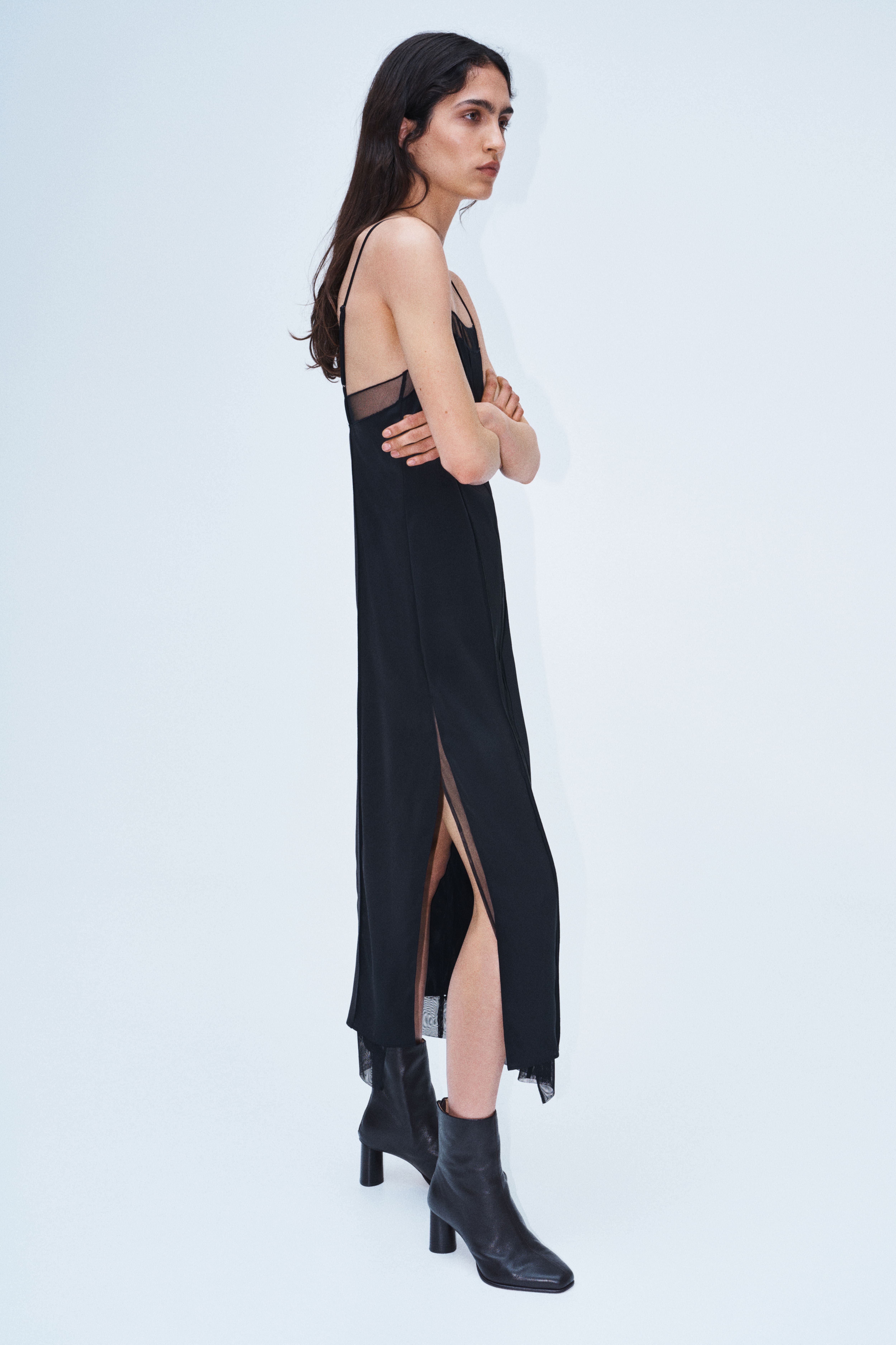 Robe à effet superposé en satin