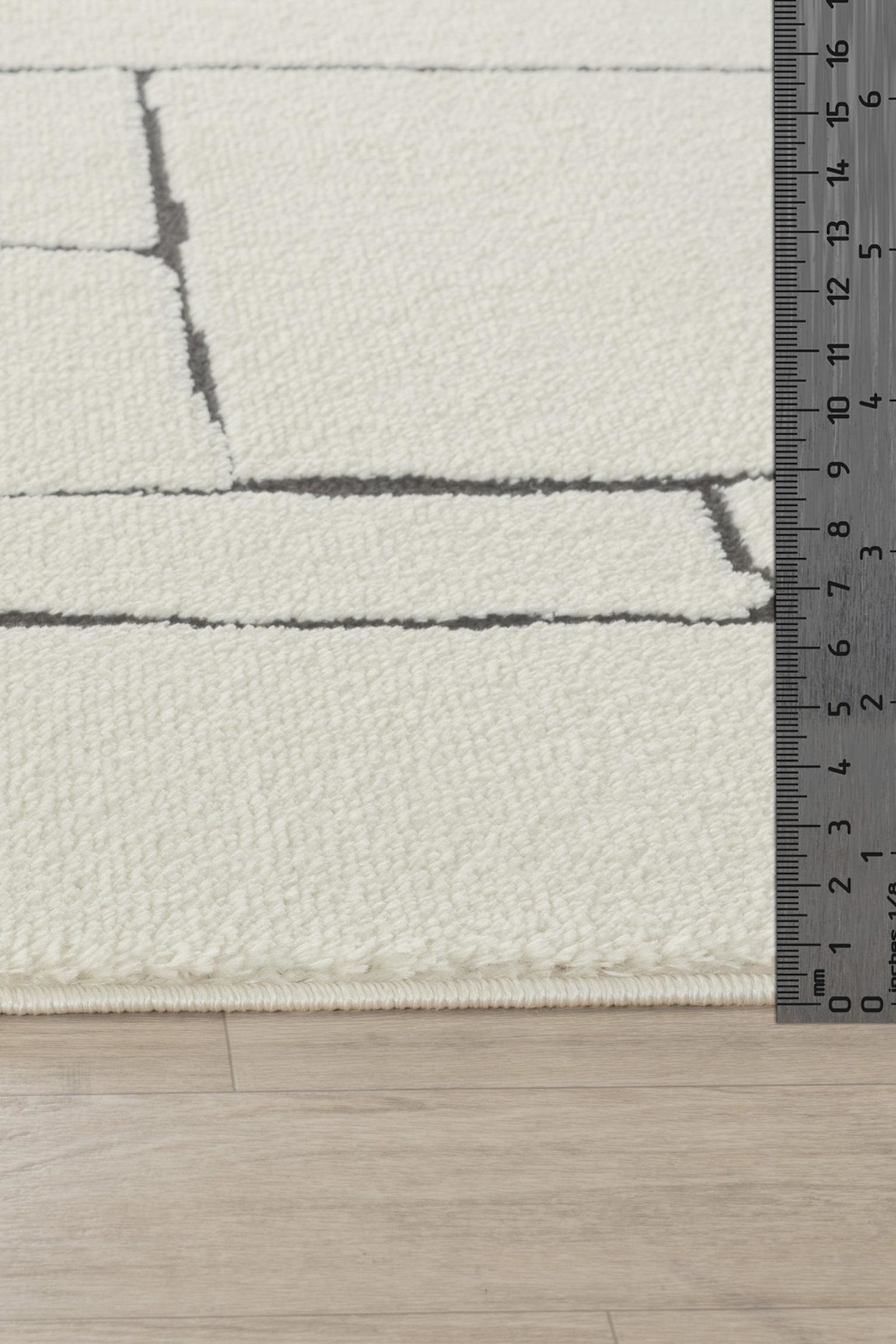 Scandi Modern High Pile Area Rug - Ivory/White - 5