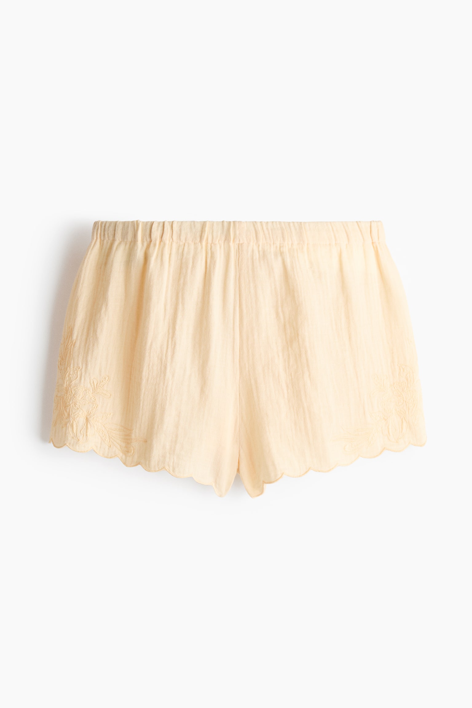 Short de plage en mousseline de coton - Jaune clair/Crème - 1