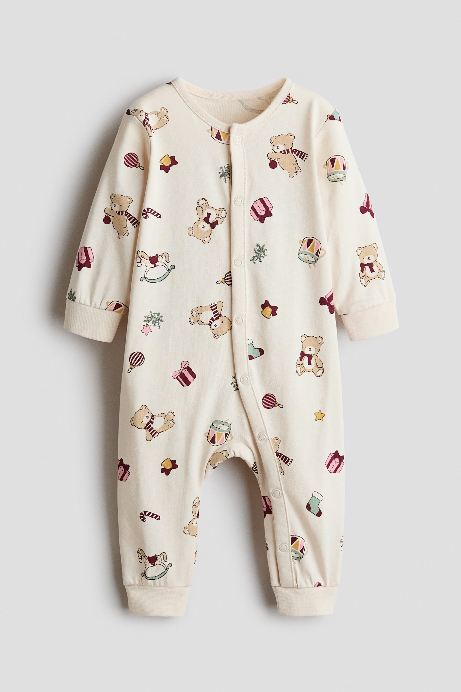 Baumwollschlafanzug mit Volants - Hellbeige/Weihnachten/Hellrosa/Teddybären/Weiß/Rehe/Weiß/Herzen/Weiß/Geblümt/Rot/Weihnachten