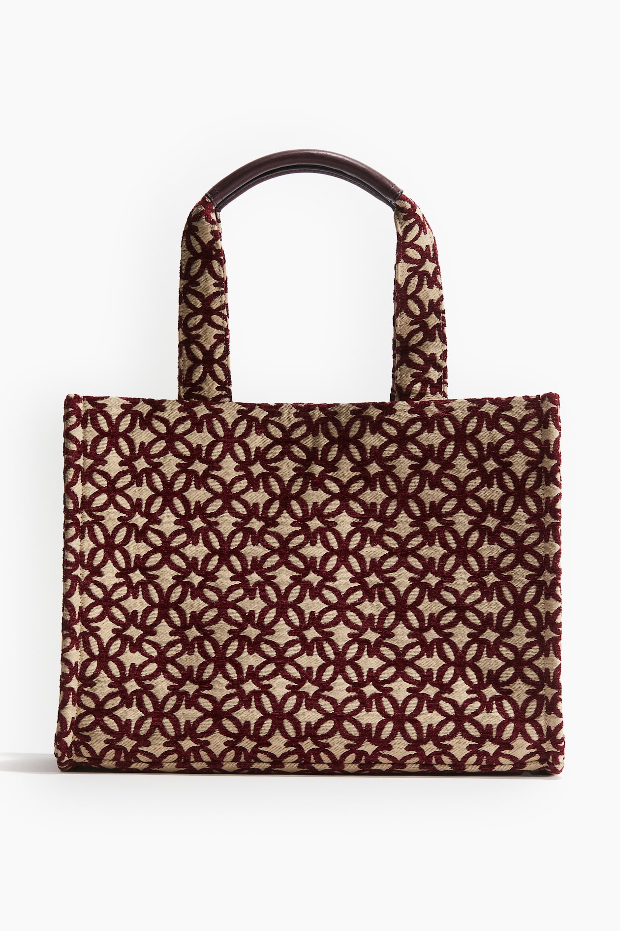 Cotton-blend Tote Bag Light beige/burgundy patterned Ladies H&M US
