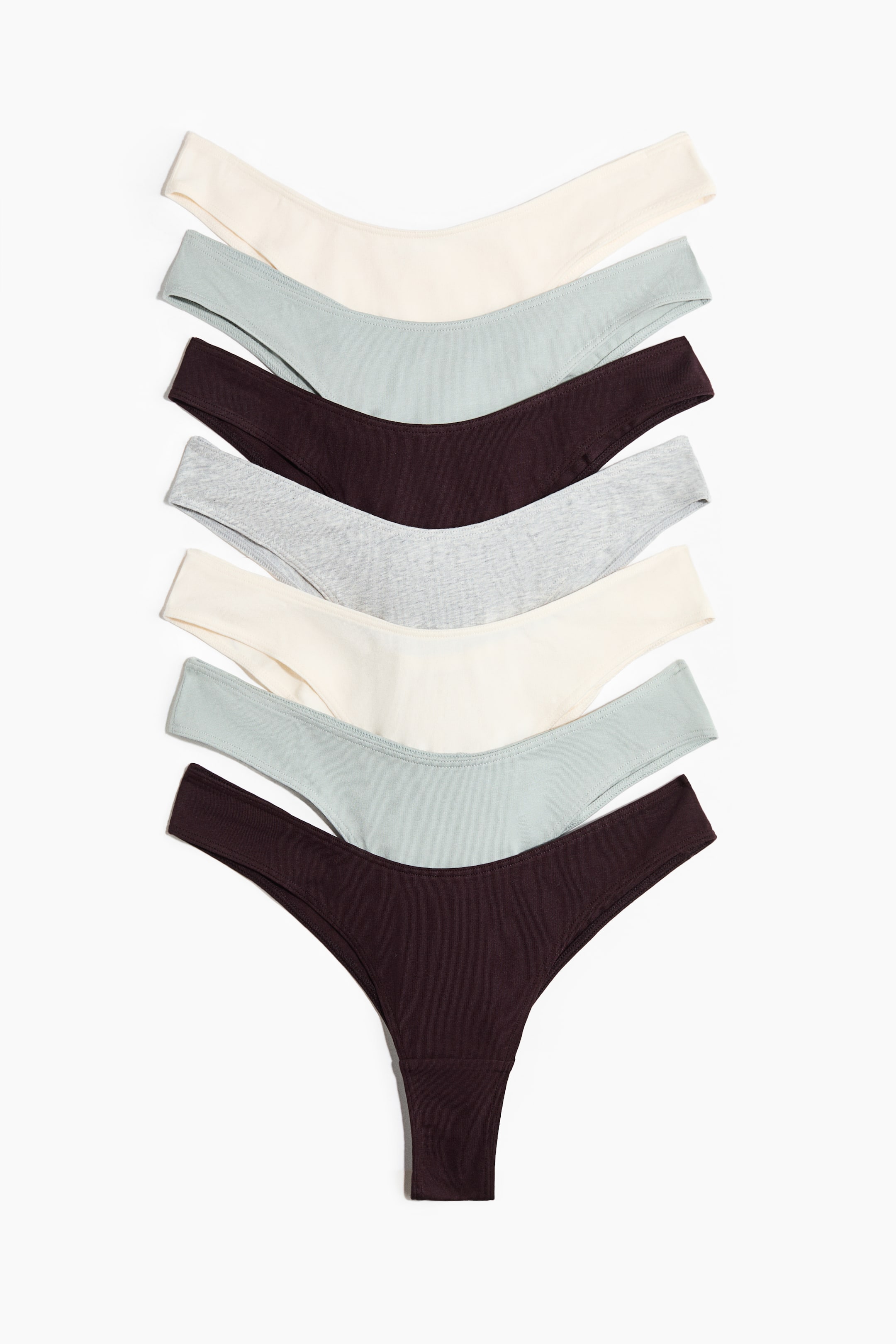 Ampliar la imagen: 7-pack Panties Brazilian de algodón - Burgundy/Dusty green - Ladies | H&M MX 1