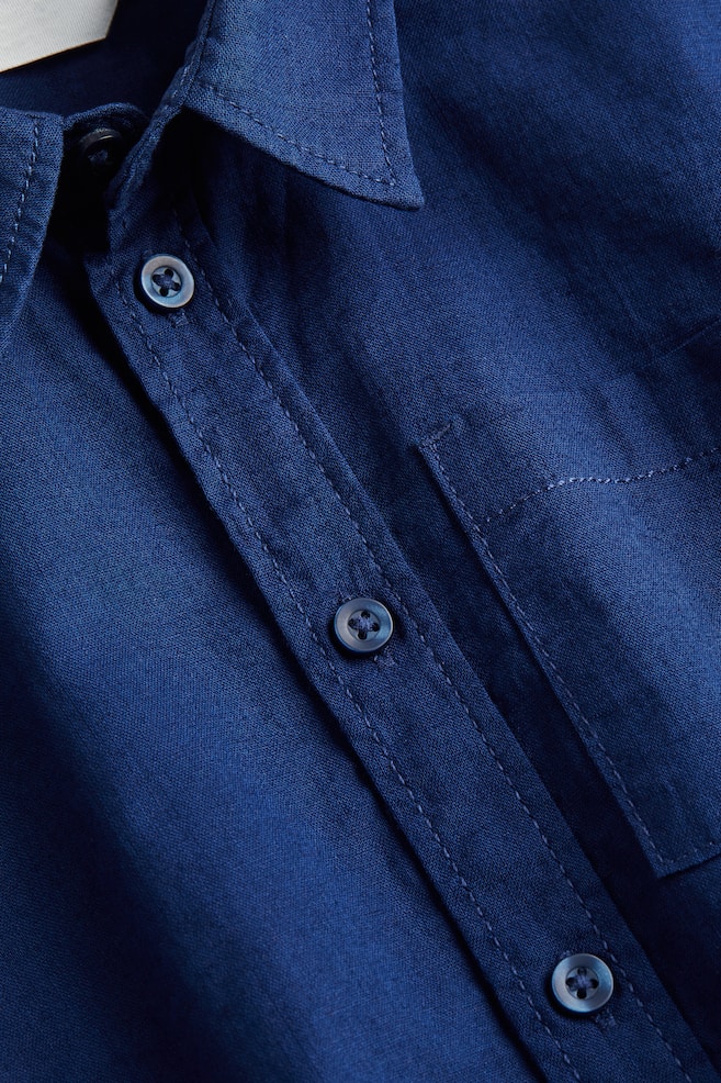 Skjorte i poplin af hørblanding - Marineblå/Beige/Sortternet/Blå/Stribet/Mintgrøn/dc - 4