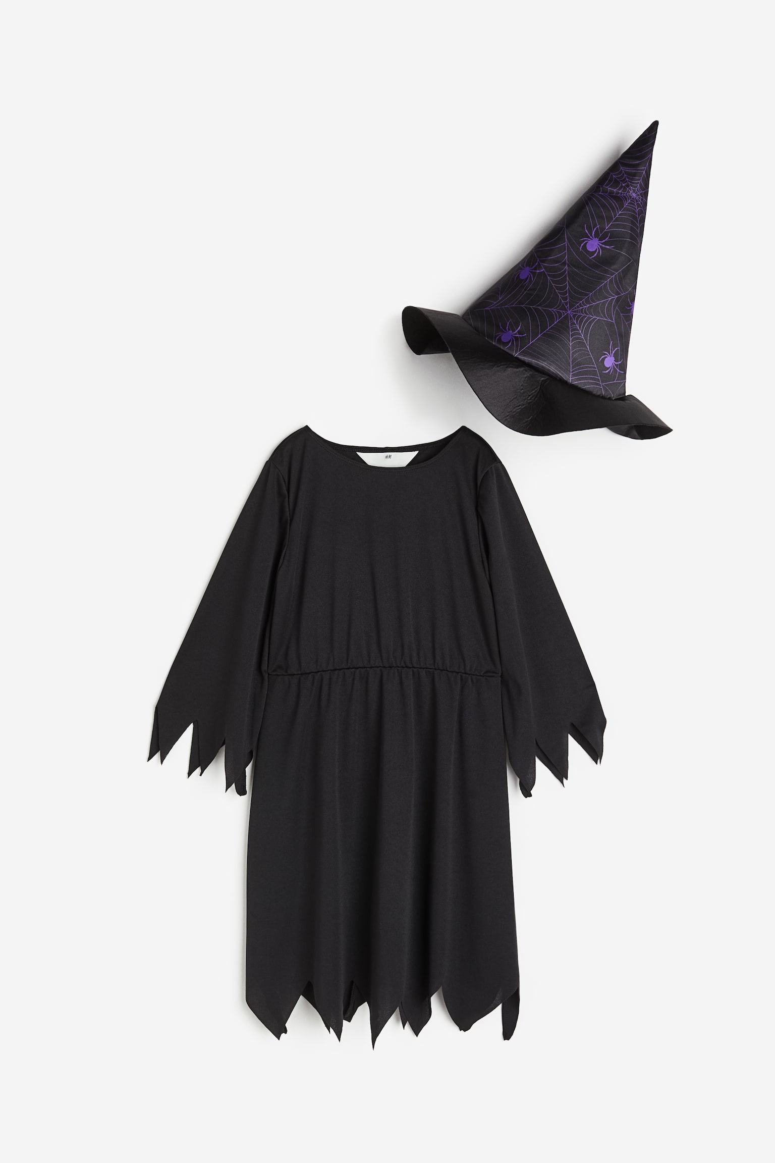 Witch Fancy Dress Costume - Black/Spiders - 1