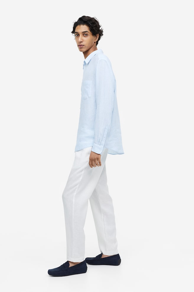 Regular Fit Linen shirt - Light blue/White striped/White/Light beige/Light blue/dc/dc - 5