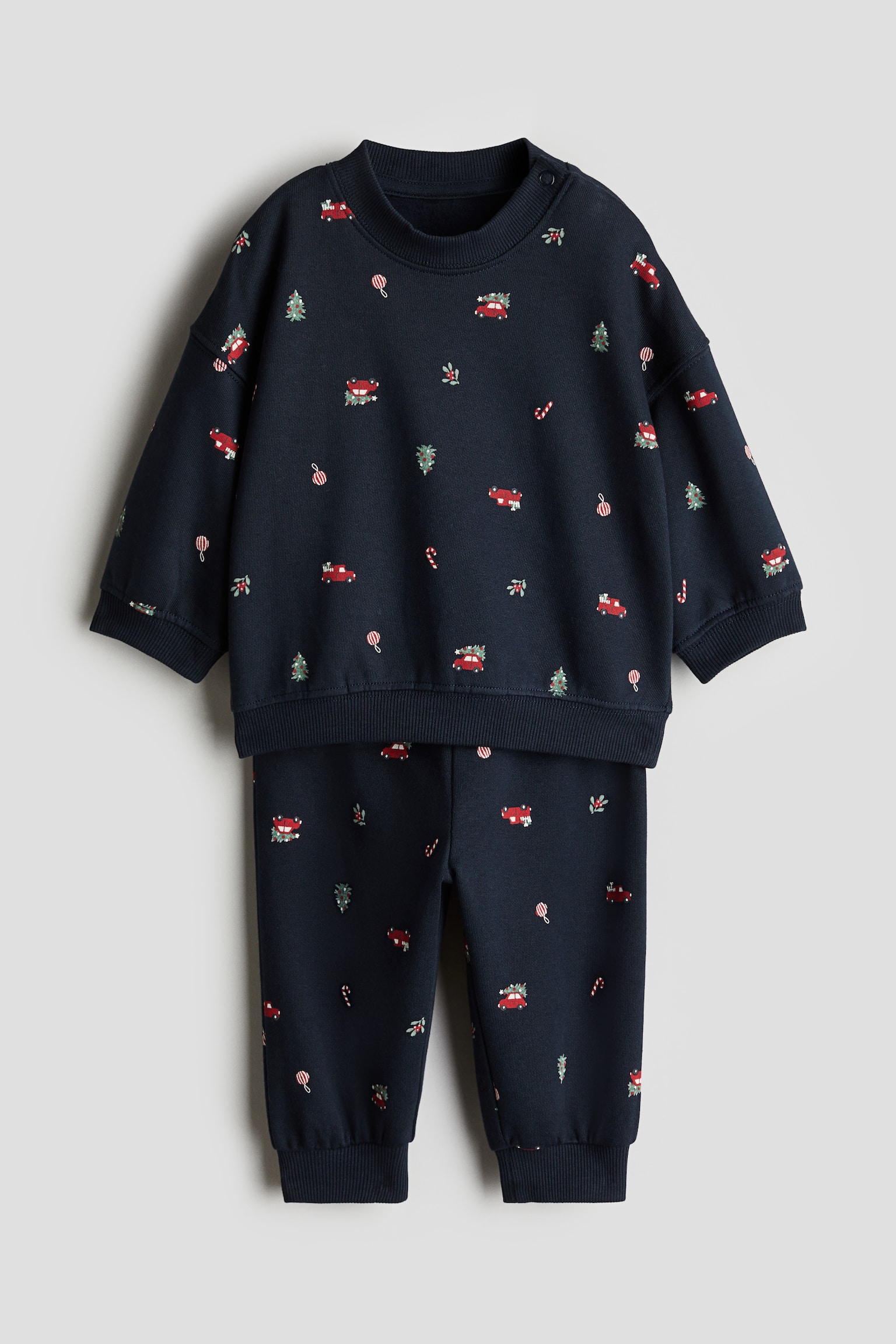 2-piece sweatshirt set - Navy blue/Patterned/Light turquoise/Winter/Beige/Trees/Light grey/Dinosaur - 1