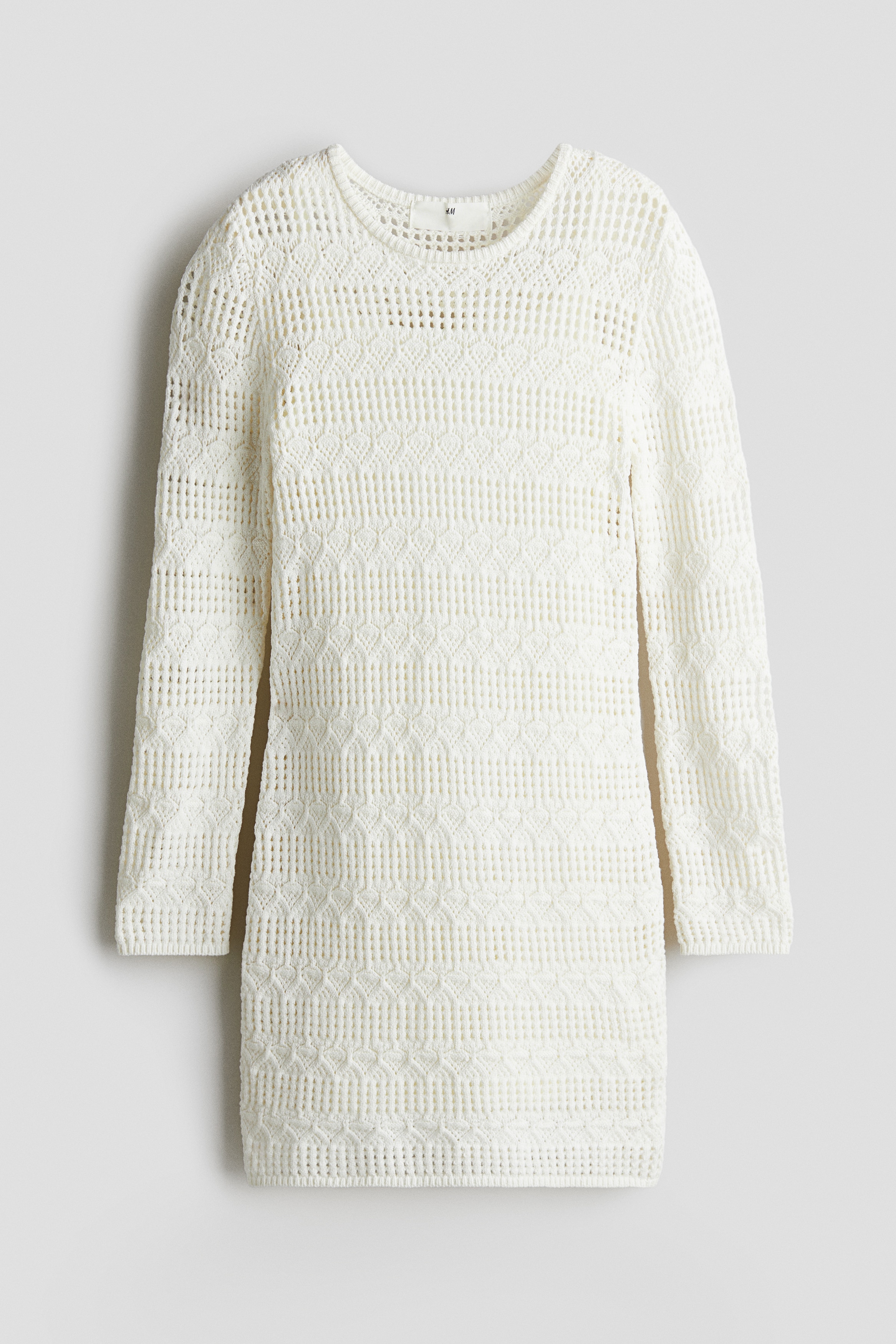 Crochet-look dress - White