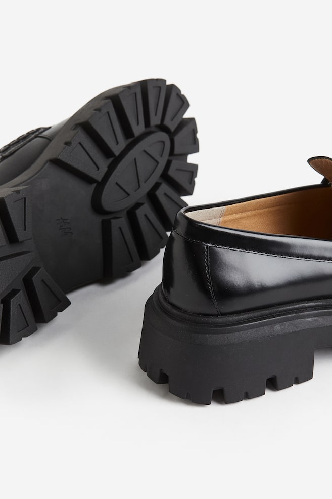 Chunky loafers i läder - Svart - 2