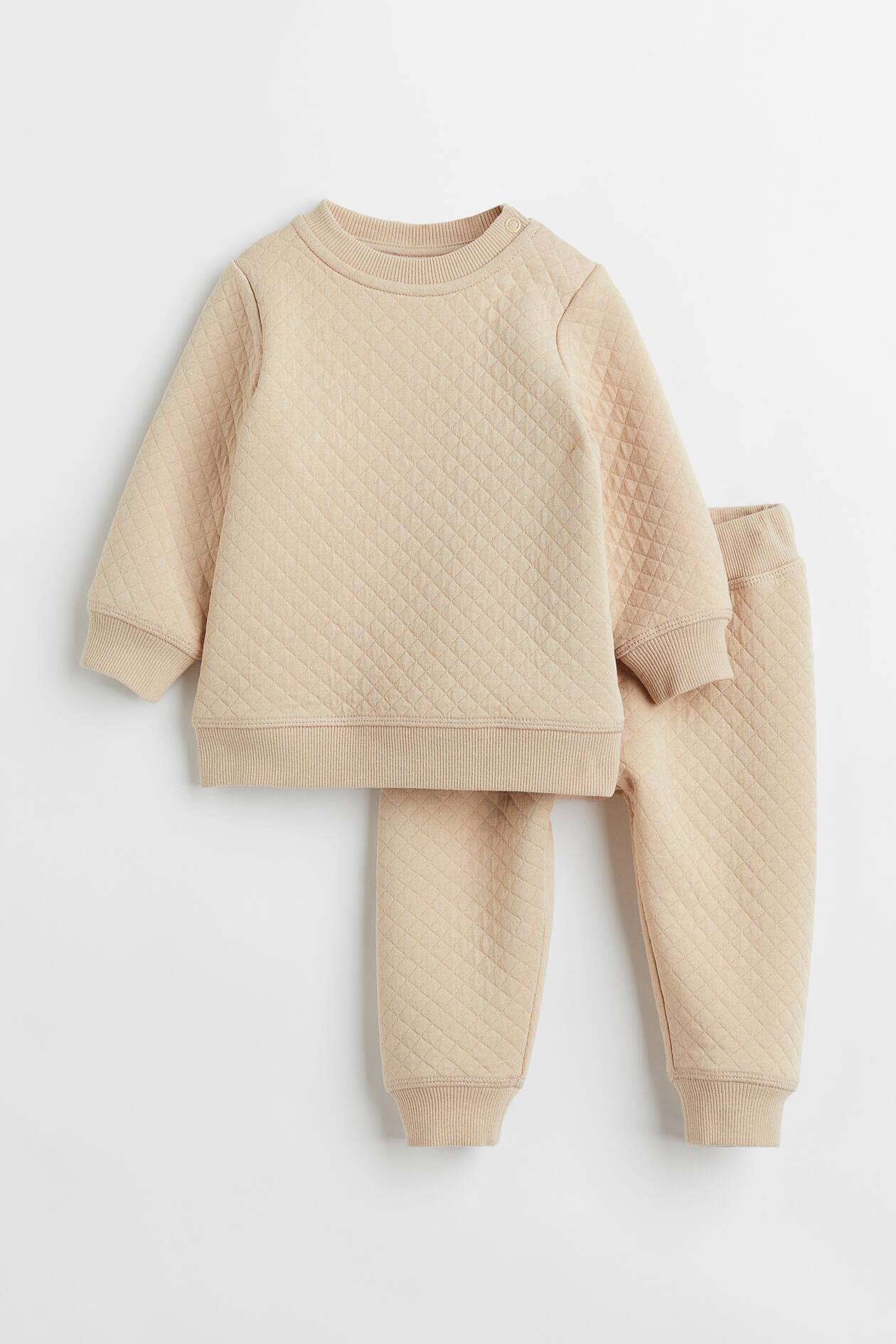 2-piece Quilted Set - Light beige - Kids | H&M US