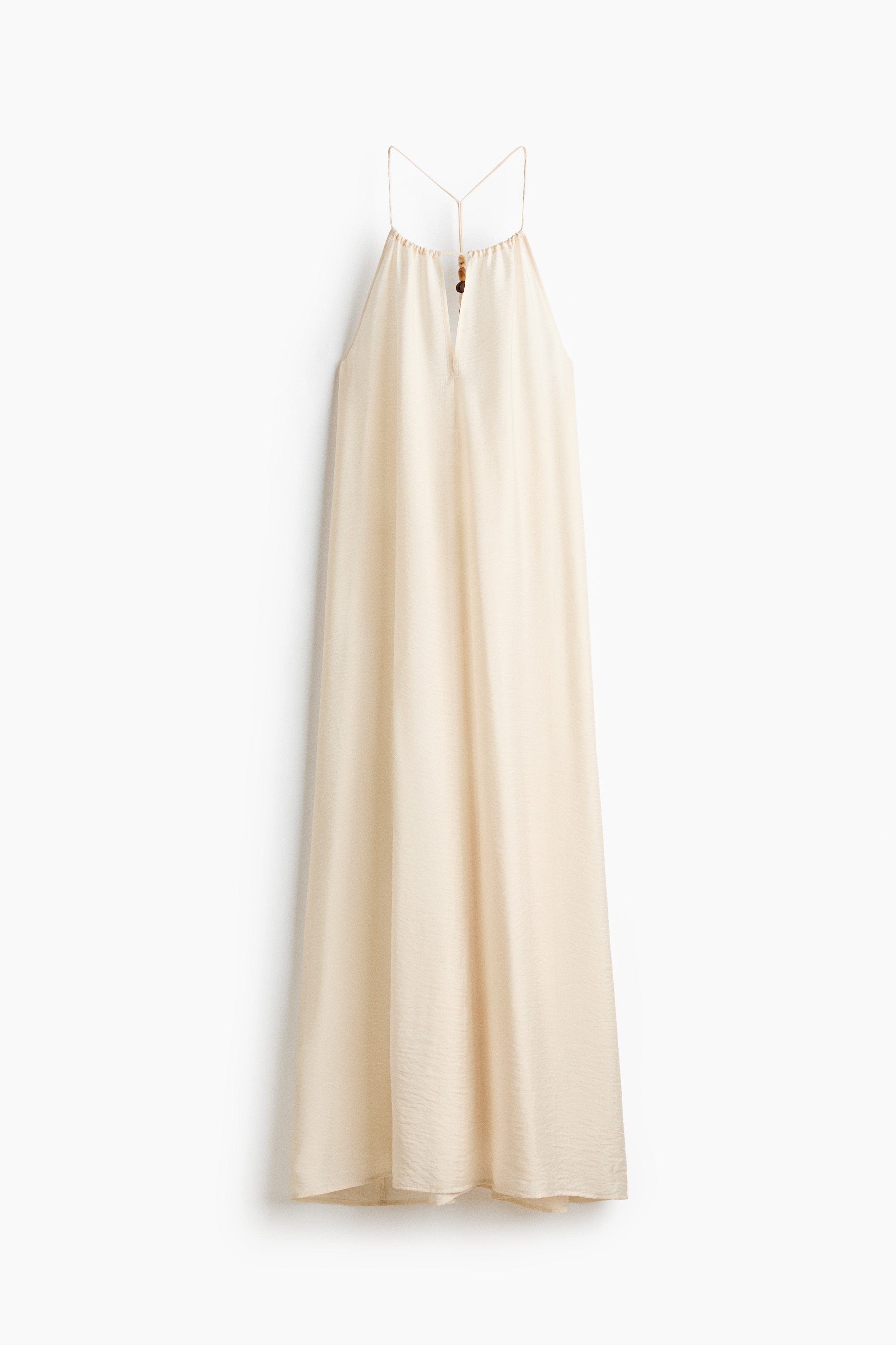 Vestido de tirantes con cuentas - Crema