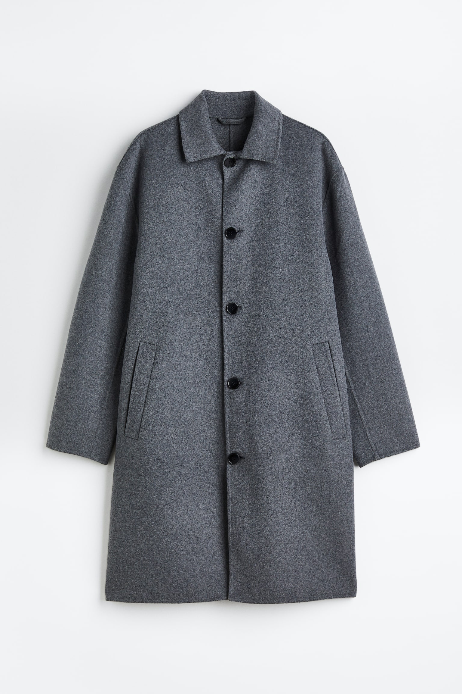 Wool-blend car coat - Grey - 1