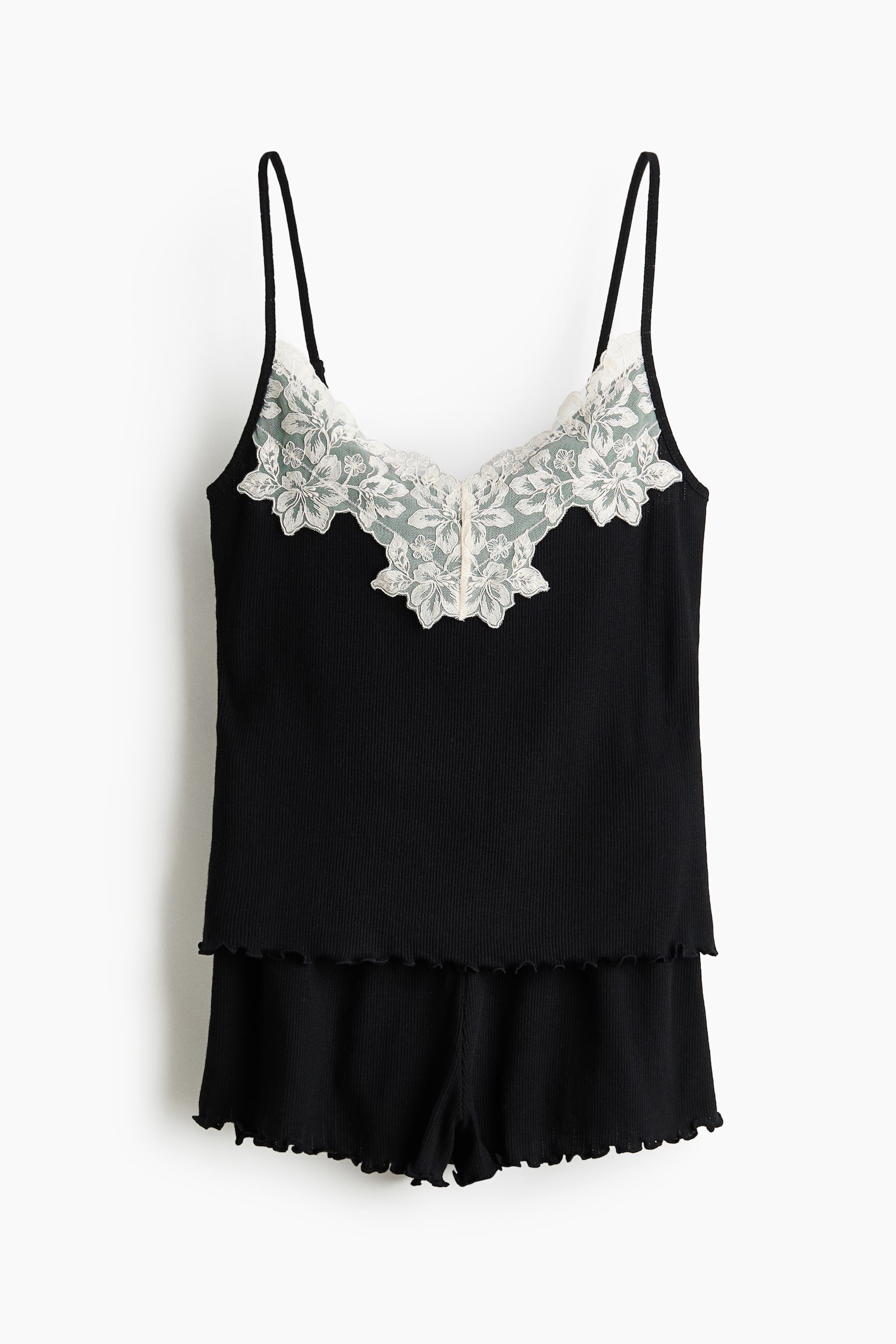 Pijama reiată din jerseu - Negru/Roz-deschis/Crem - 1