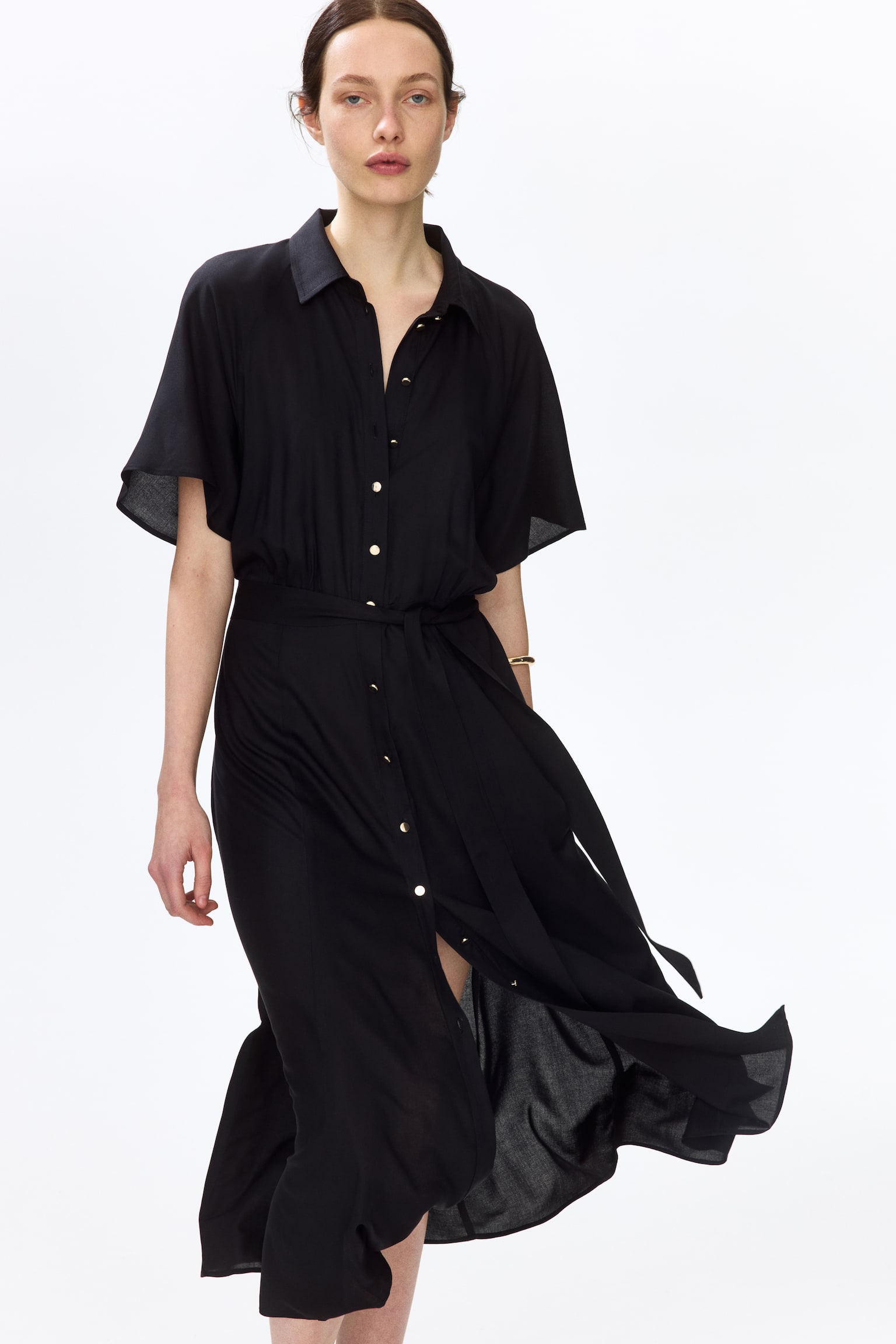 Tie-belt shirt dress - Black/Dark brown/Polka dot/White/Red floral/Blue/White patterned/Cream/Zebra print/Black/Floral/Black/Beige/Leopard print/White/Blue patterned/Bright blue/White patterned/White/Green patterned/Green/Patterned/Dark brown/Floral/Cream/Black patterned/Dark beige/Leopard print/Black/Floral/Black/Dark khaki green/White/Burgundy floral/Navy blue - 1