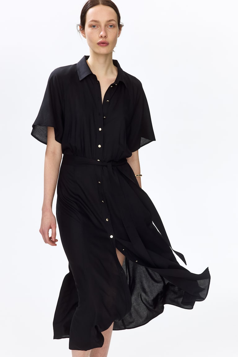 Women's Black Tie-belt Shirt Dress | H&M US