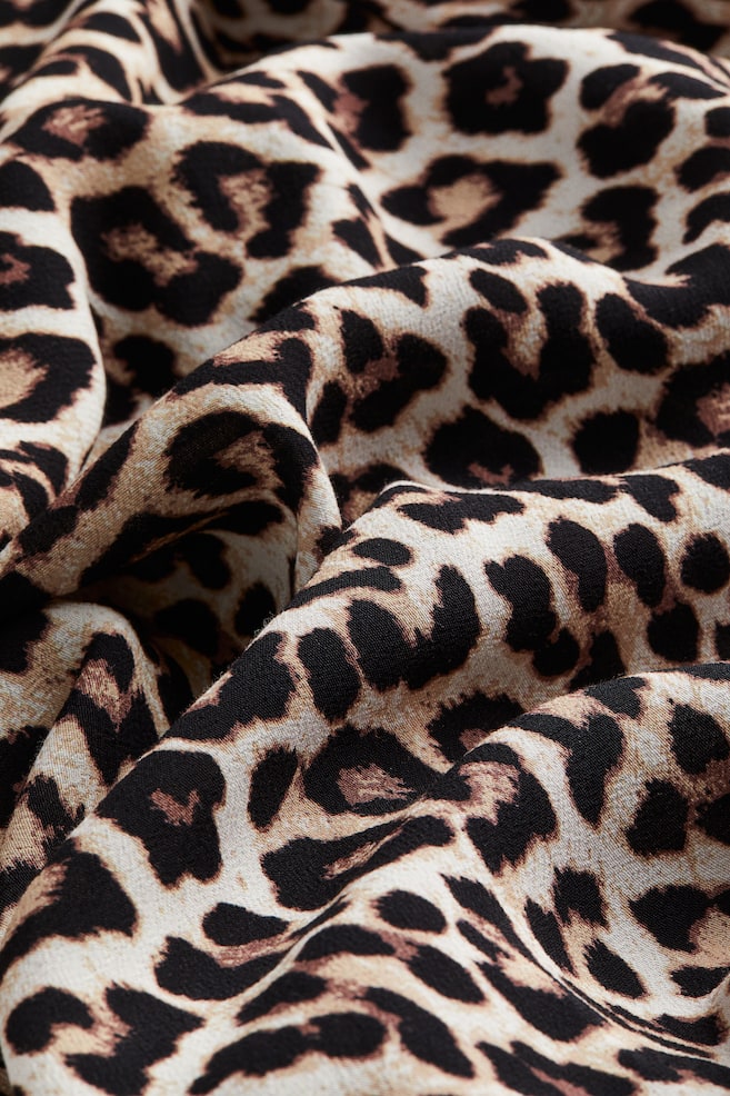 Viscose crêpe skirt - Light beige/Leopard print/Black - 3