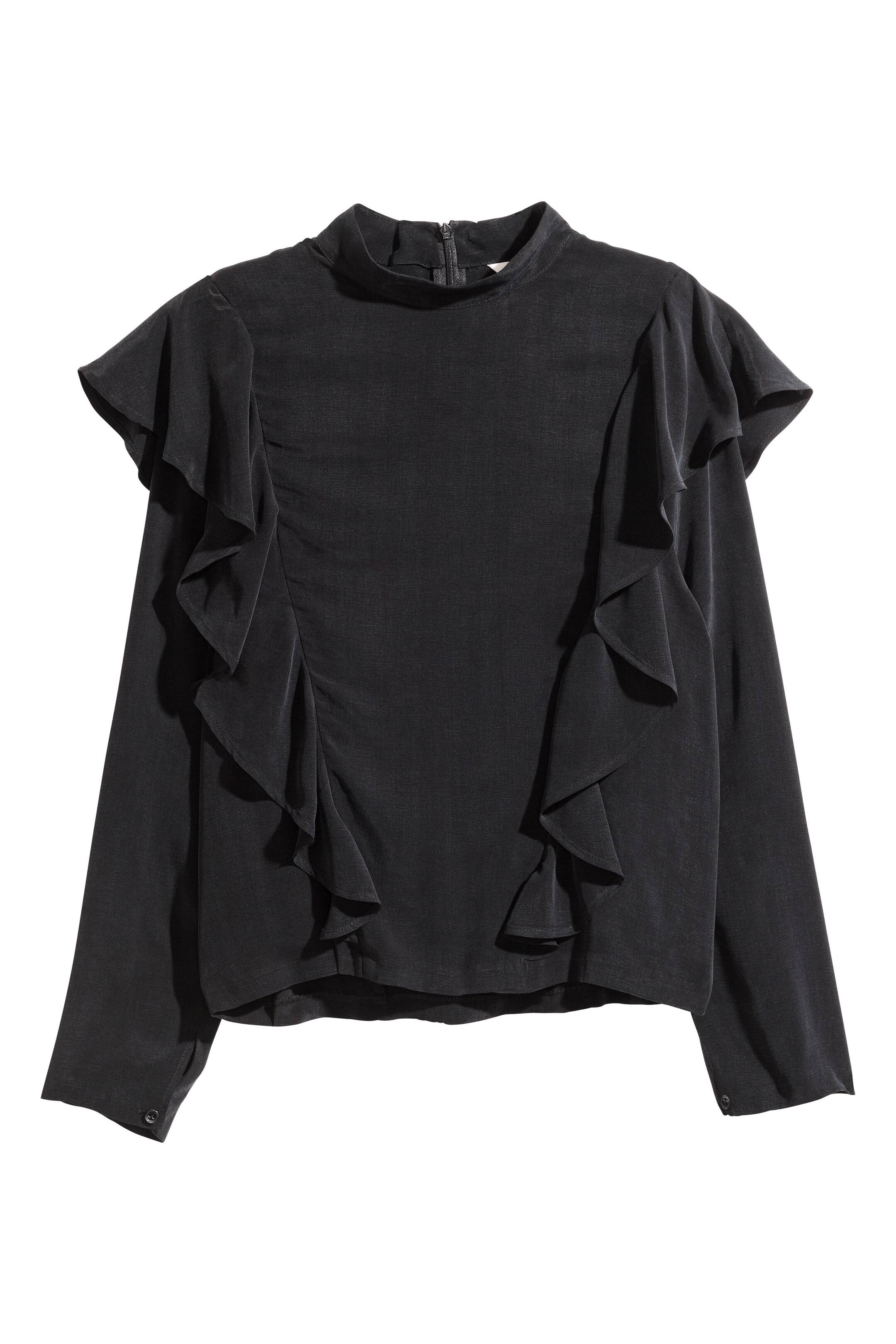 Agrandir l'image: Blouse volantée - Noir - FEMME | H&M FR 1