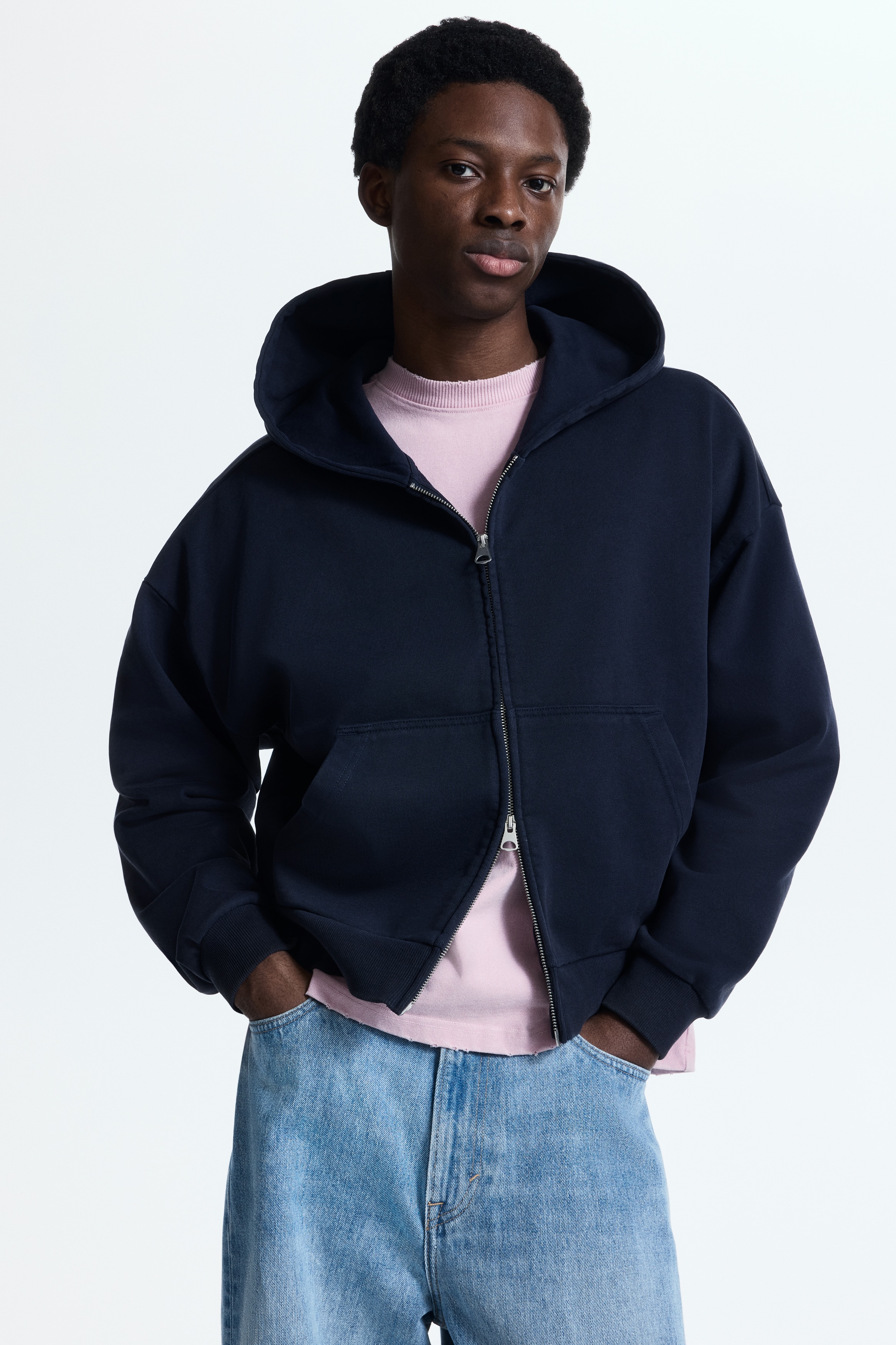 Men's Gray melange Oversized-Fit Hooded Jacket | H&M CA